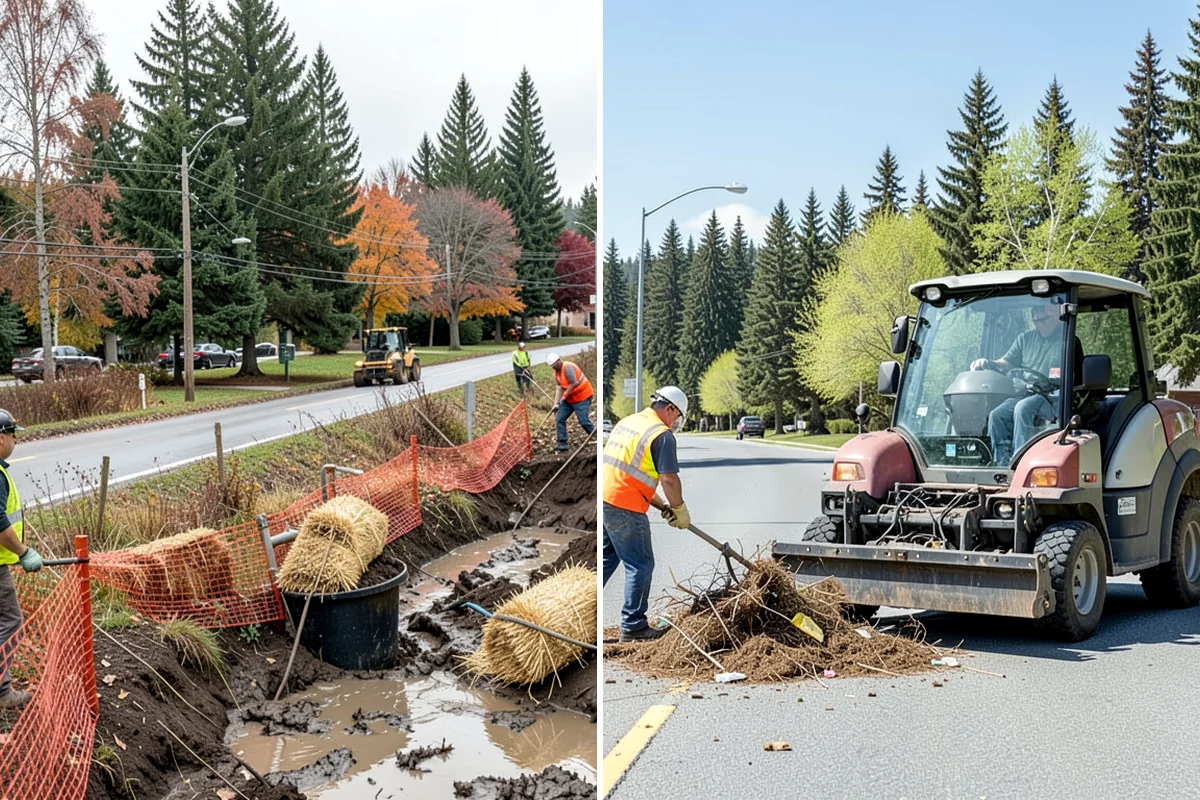Valley Gutter Construction in Federal Way, King County, WA - Shoot flow-line elevations and confirm drainage direction