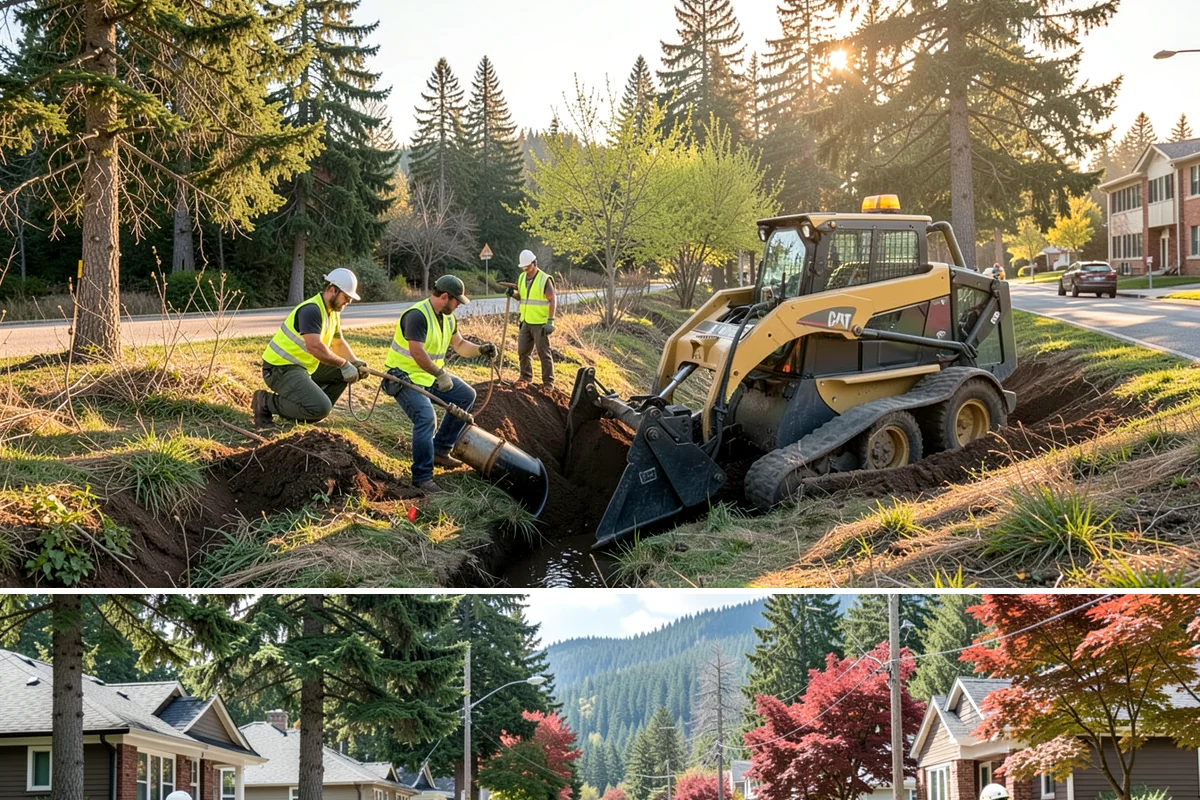 Valley Gutter Construction in Hunts Point, King County, WA - Installing valley gutters ahead of the fall rainy season ensures drainage improvements are in place before peak stormwater flows.