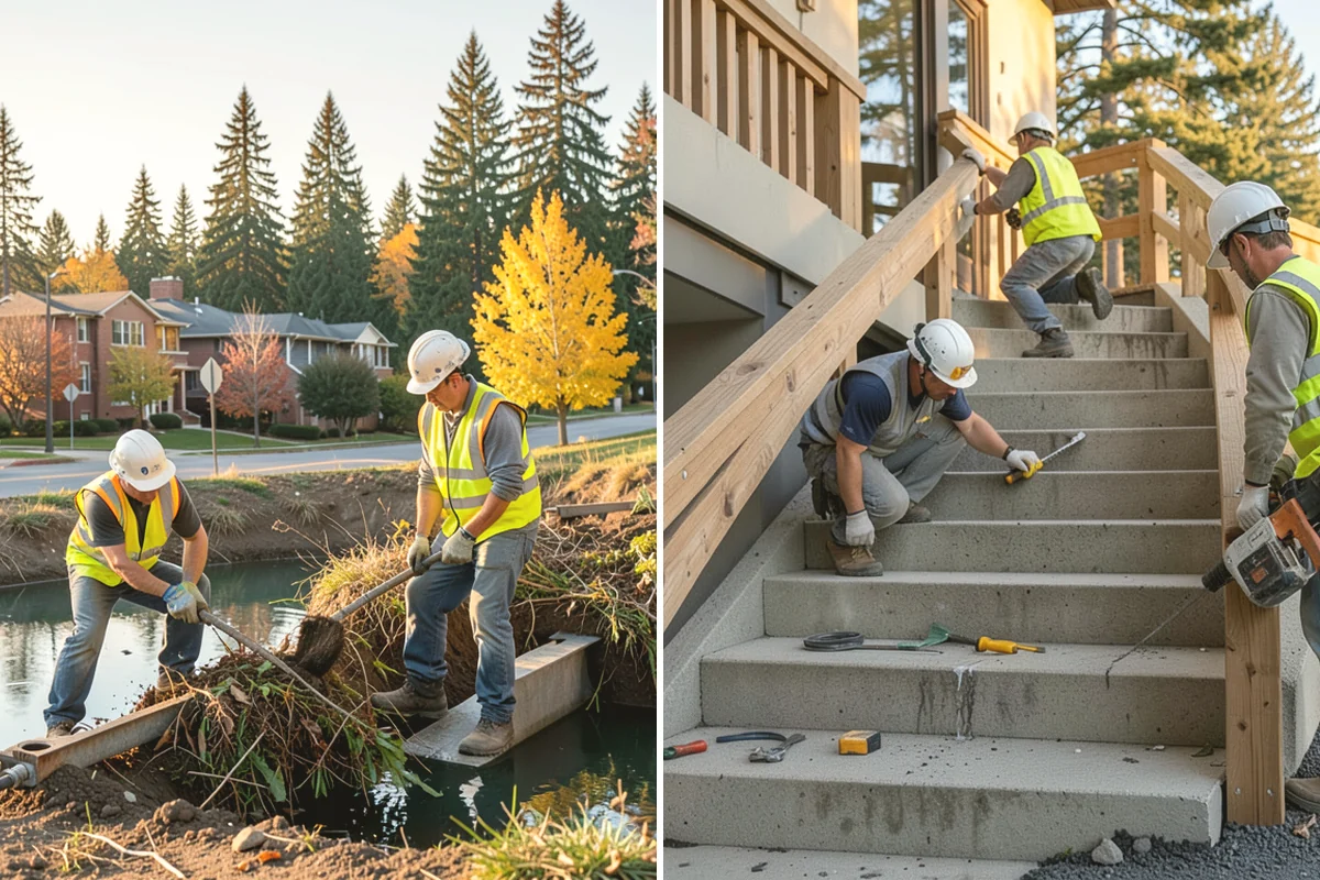 Valley Gutter Construction in La Conner, Skagit County, WA - Shoot flow-line elevations and confirm drainage direction