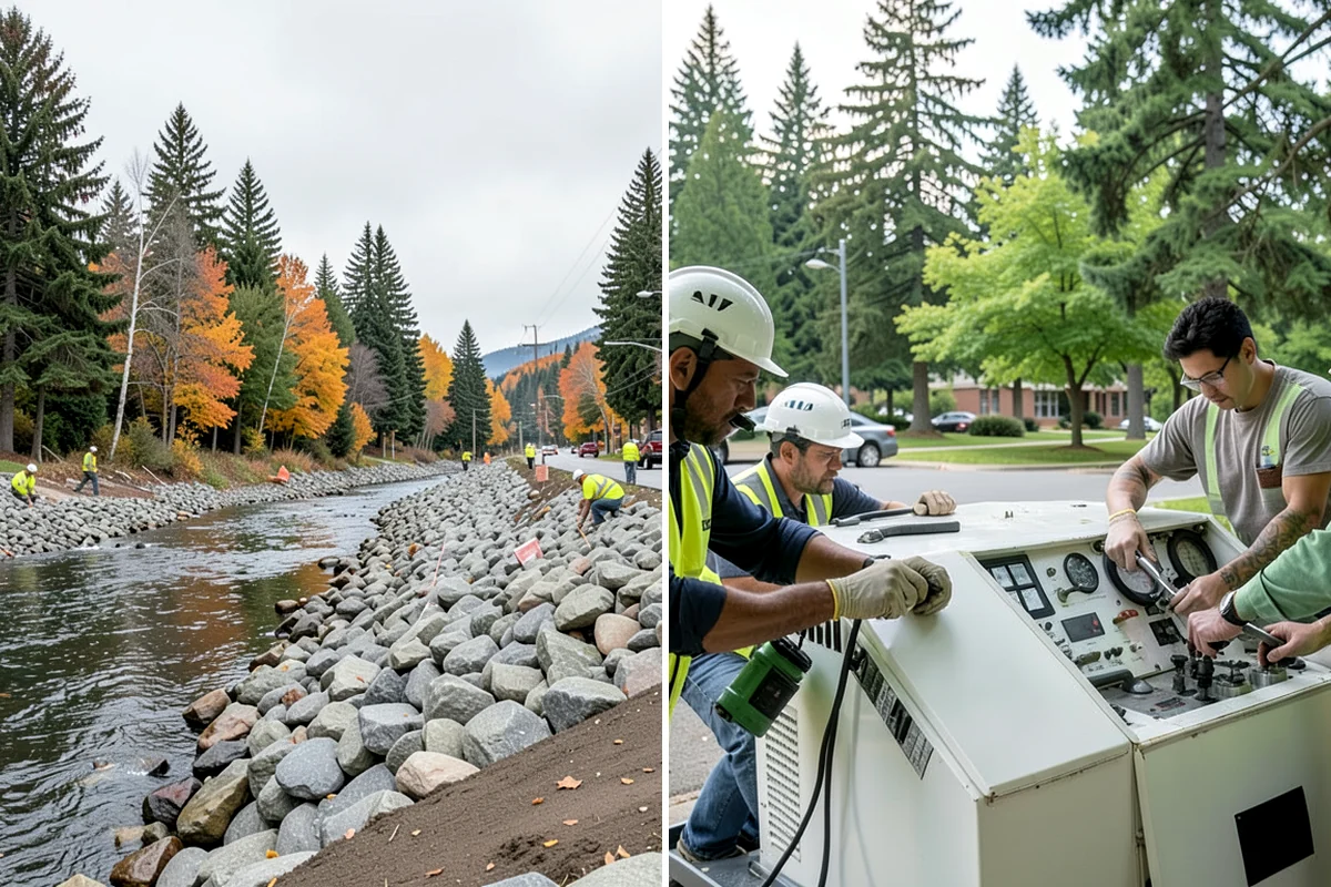 Valley Gutter Construction in Lake Forest Park, King County, WA - Shoot flow-line elevations and confirm drainage direction