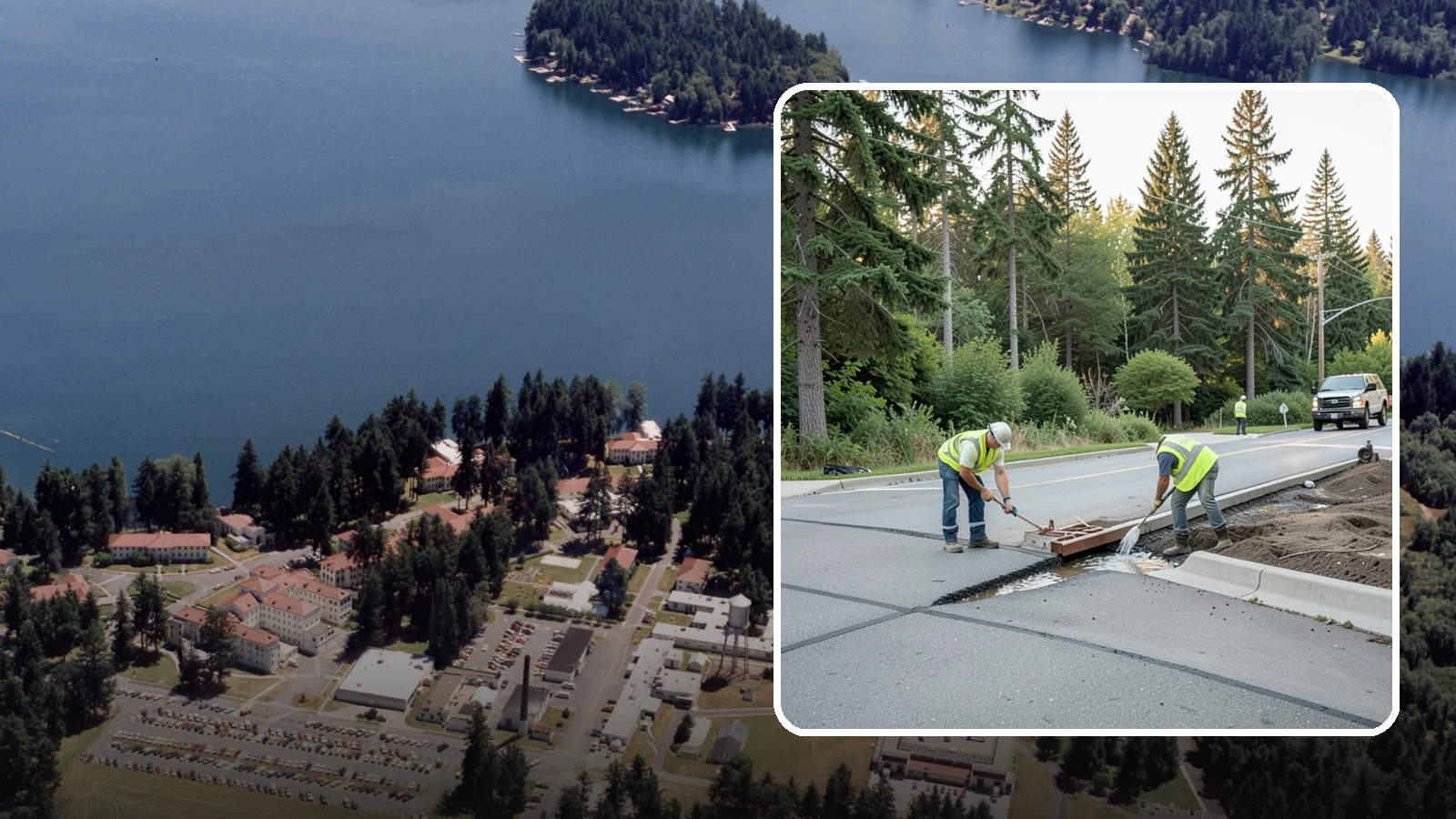Valley Gutter Construction in Lakewood, Pierce County, WA - Concrete valley gutters that channel surface runoff across intersections and parking areas.