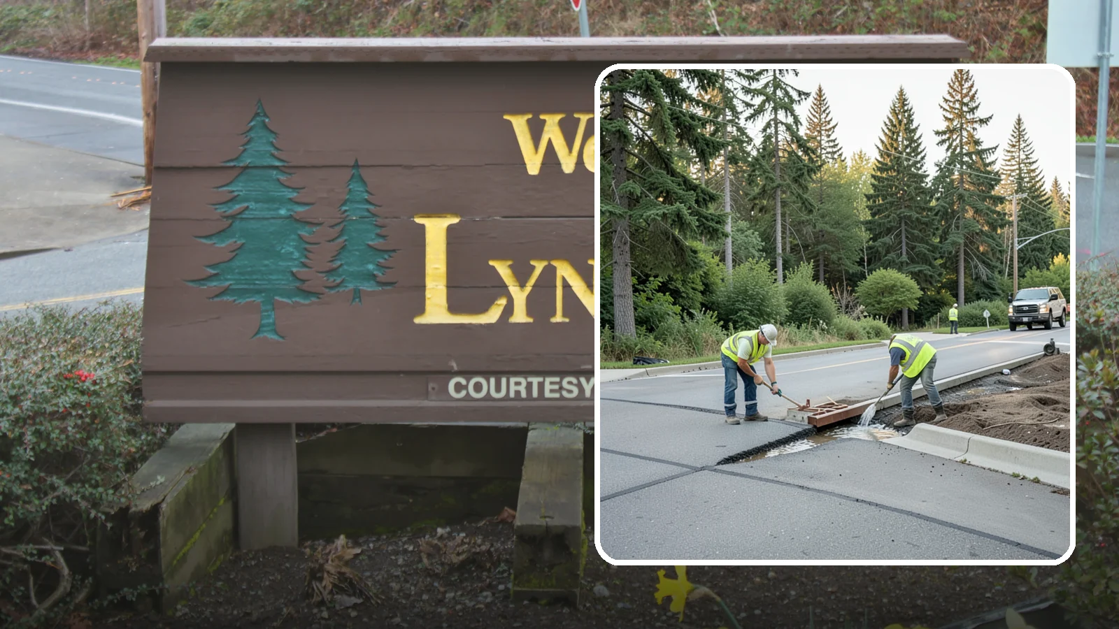 Valley Gutter Construction in Lynnwood, Snohomish County, WA - Concrete valley gutters that channel surface runoff across intersections and parking areas.