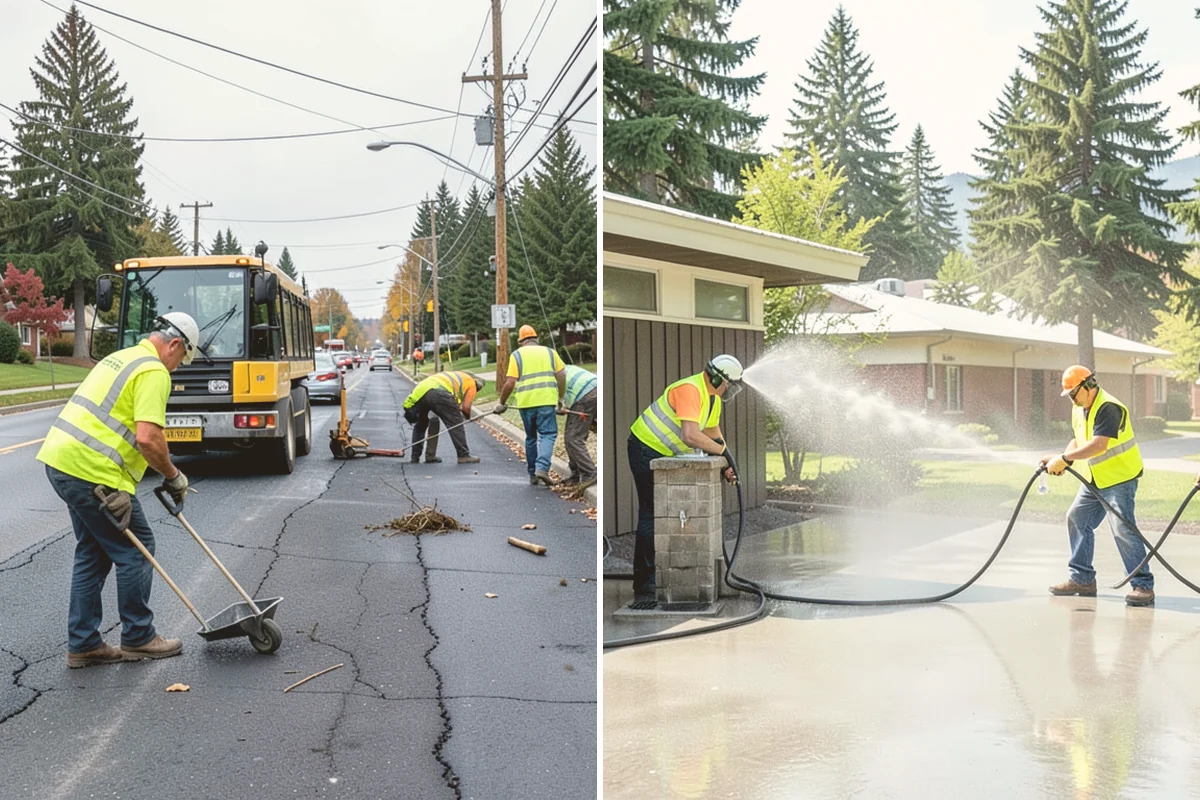 Valley Gutter Construction in Lynnwood, Snohomish County, WA - Shoot flow-line elevations and confirm drainage direction