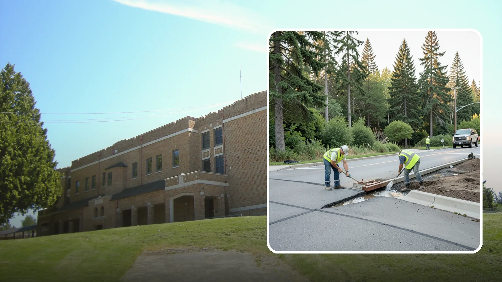 Valley Gutter Construction in Maple Valley, King County, WA - Concrete valley gutters that channel surface runoff across intersections and parking areas.