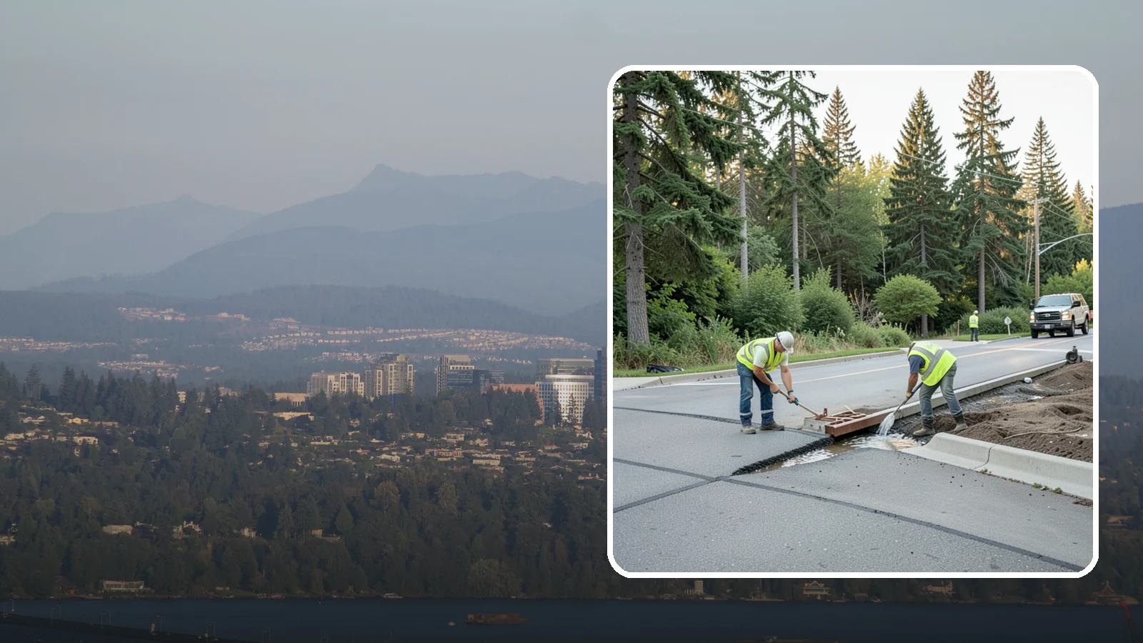 Valley Gutter Construction in Medina, King County, WA - Concrete valley gutters that channel surface runoff across intersections and parking areas.