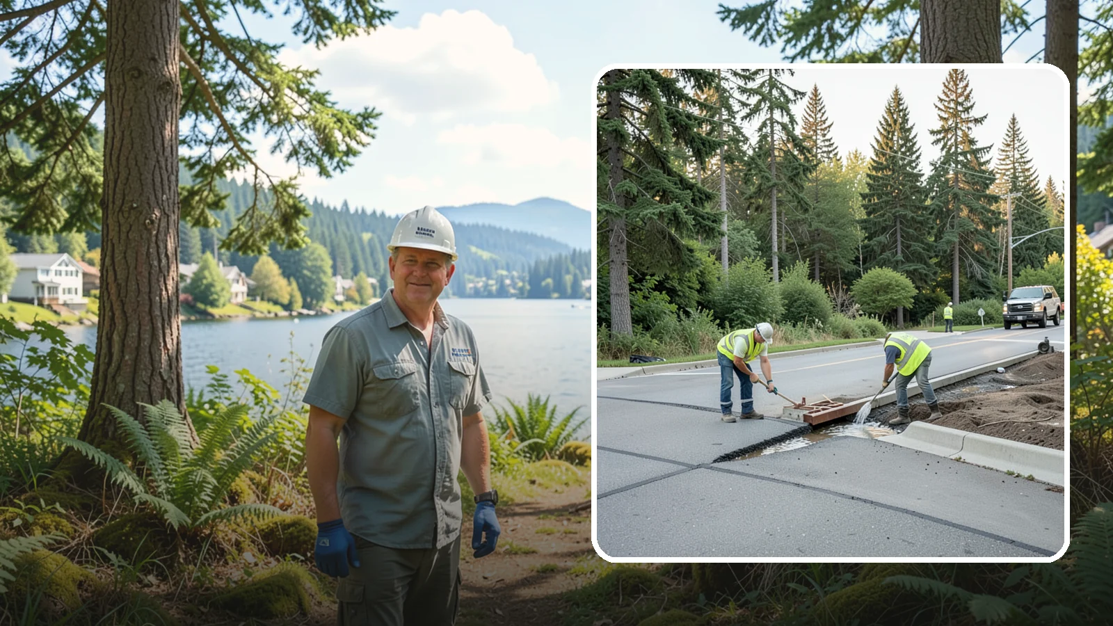 Valley Gutter Construction in Milton, King County, WA - Concrete valley gutters that channel surface runoff across intersections and parking areas.