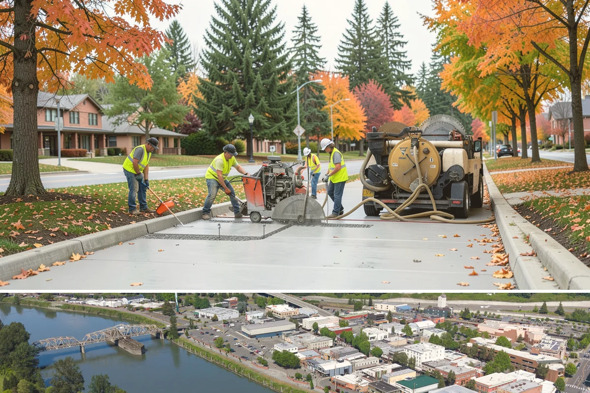Valley Gutter Construction in Mount Vernon, Skagit County, WA - Installing valley gutters ahead of the fall rainy season ensures drainage improvements are in place before peak stormwater flows.