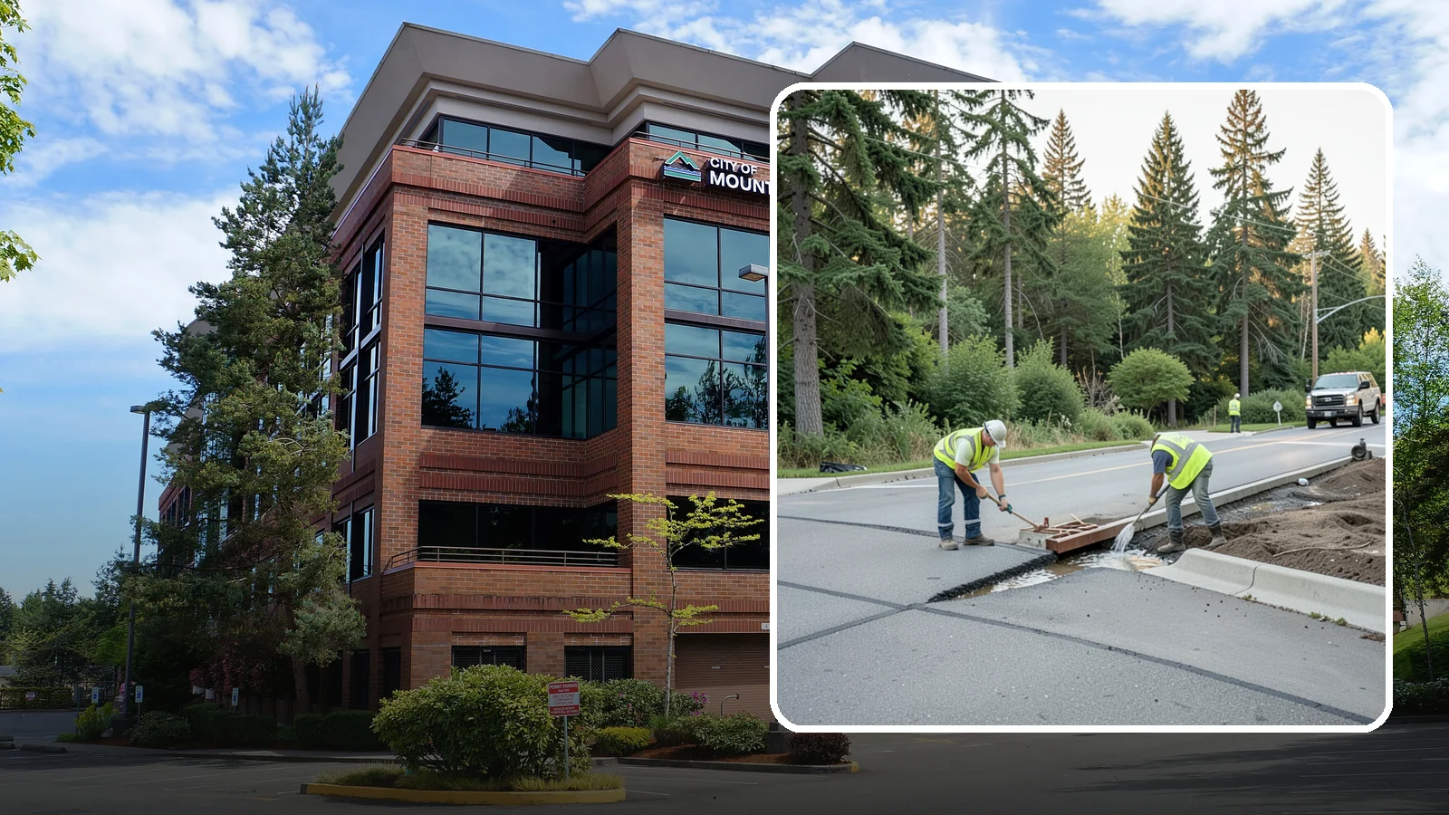 Valley Gutter Construction in Mountlake Terrace, Snohomish County, WA - Concrete valley gutters that channel surface runoff across intersections and parking areas.