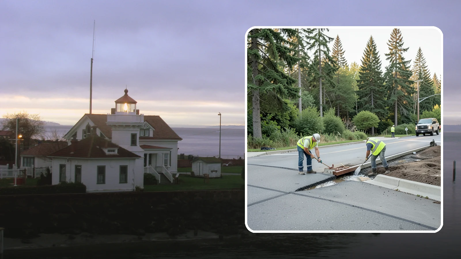 Valley Gutter Construction in Mukilteo, Snohomish County, WA - Concrete valley gutters that channel surface runoff across intersections and parking areas.