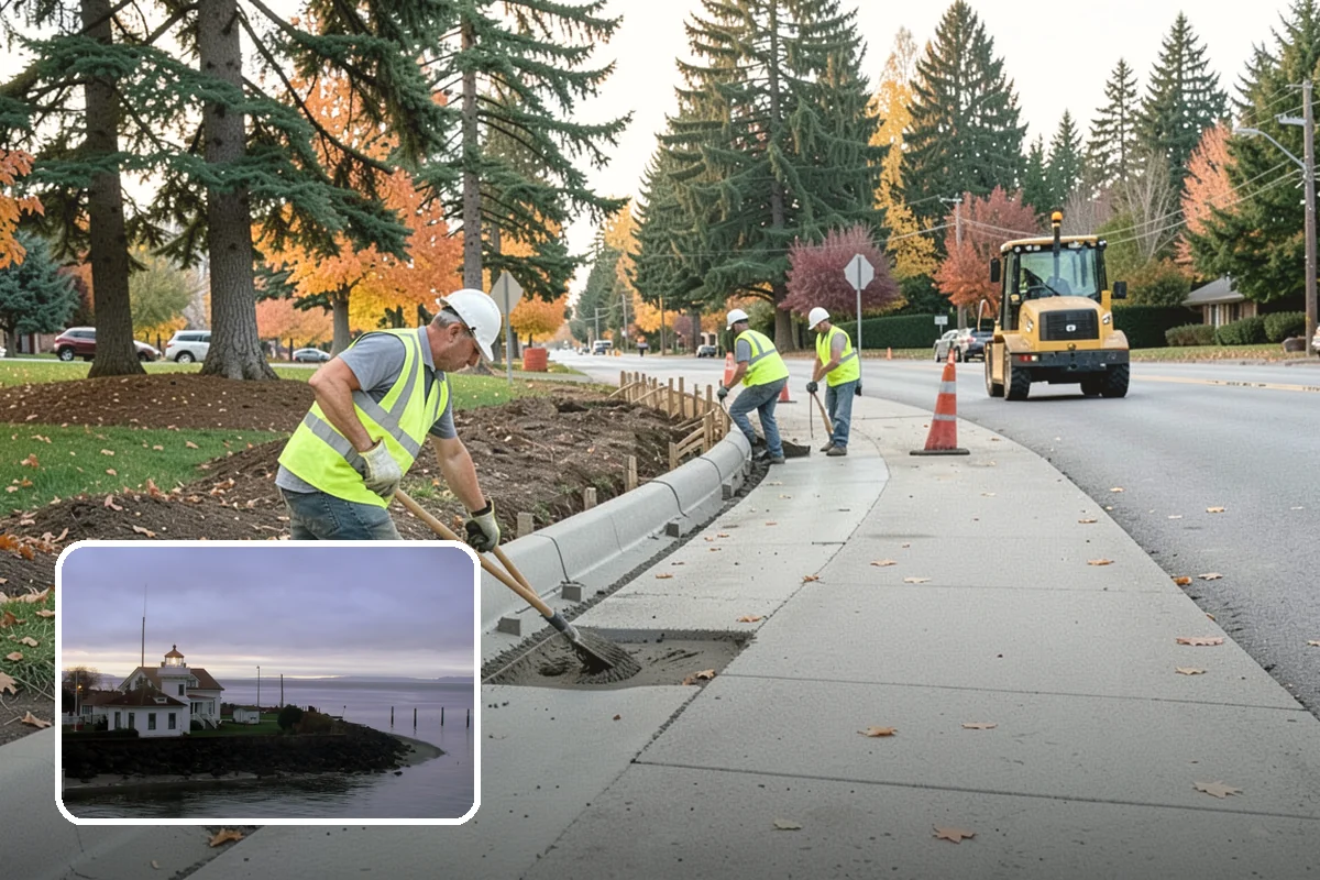 Valley Gutter Construction in Mukilteo, Snohomish County, WA - Precise flow-line grades that prevent ponding