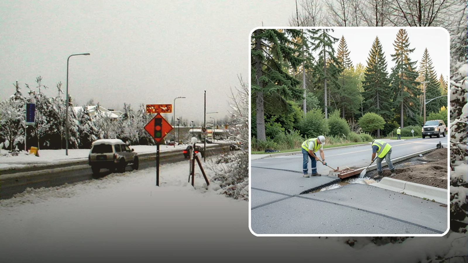 Valley Gutter Construction in Newcastle, King County, WA - Concrete valley gutters that channel surface runoff across intersections and parking areas.