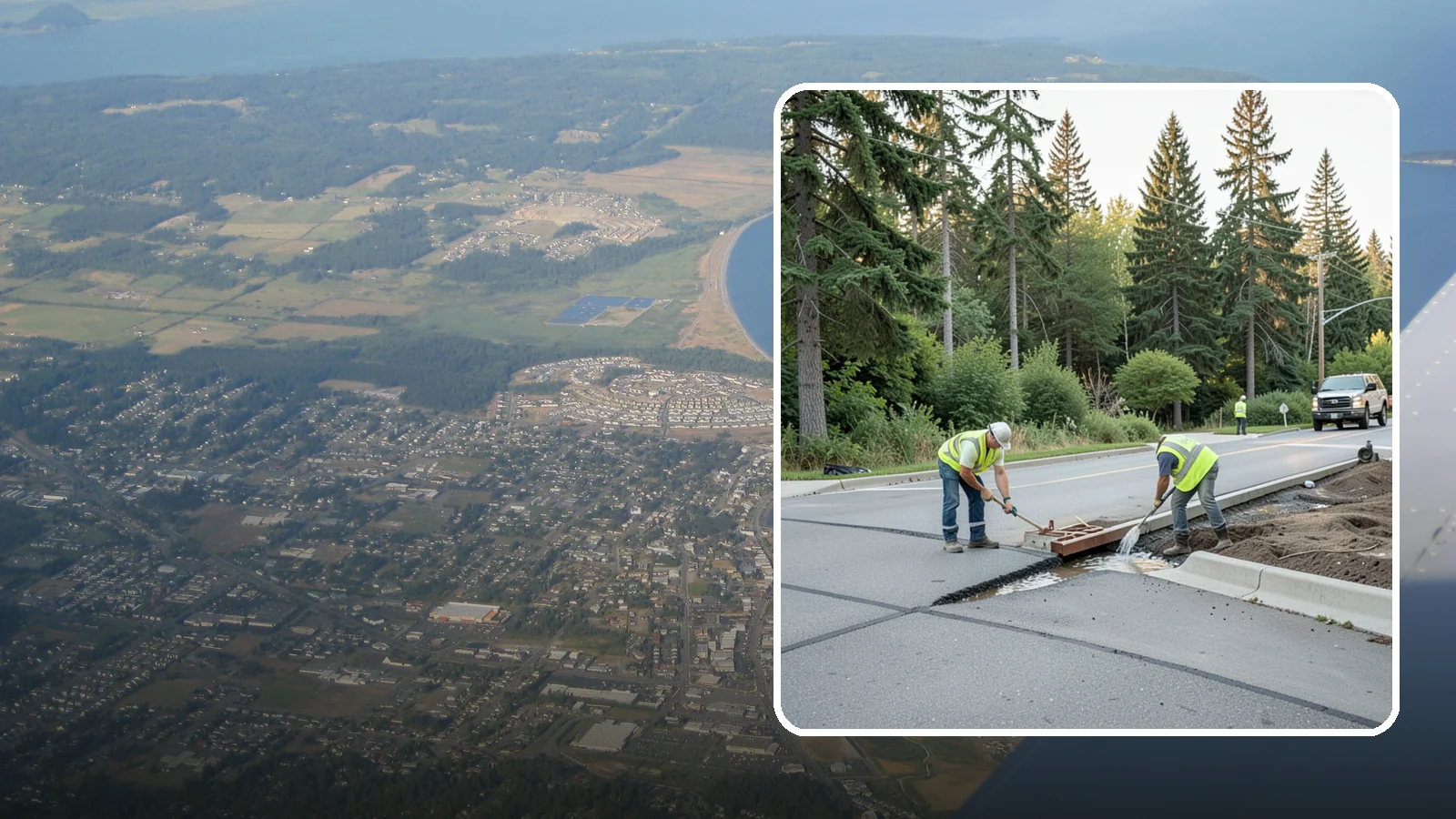 Valley Gutter Construction in Oak Harbor, Island County, WA - Concrete valley gutters that channel surface runoff across intersections and parking areas.