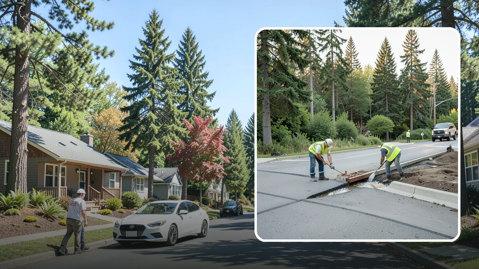 Valley Gutter Construction in Orting, Pierce County, WA - Concrete valley gutters that channel surface runoff across intersections and parking areas.