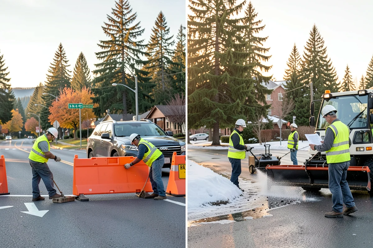 Valley Gutter Construction in Pacific, King County, WA - Shoot flow-line elevations and confirm drainage direction