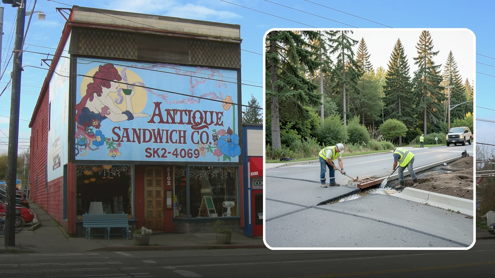Valley Gutter Construction in Ruston, Pierce County, WA - Concrete valley gutters that channel surface runoff across intersections and parking areas.