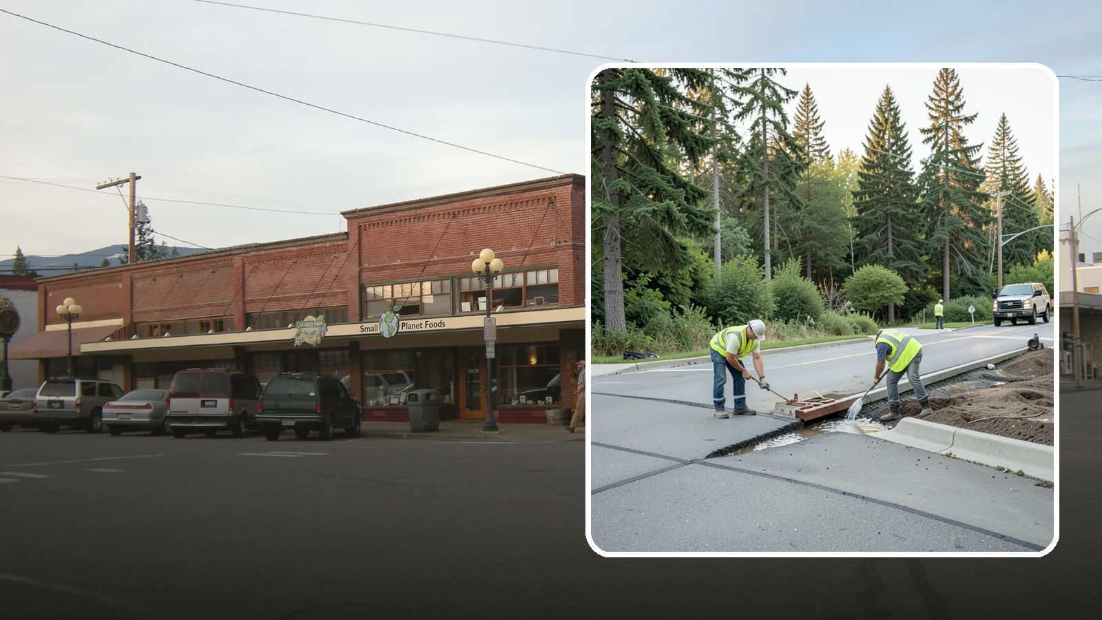Valley Gutter Construction in Sedro-Woolley, Skagit County, WA - Concrete valley gutters that channel surface runoff across intersections and parking areas.