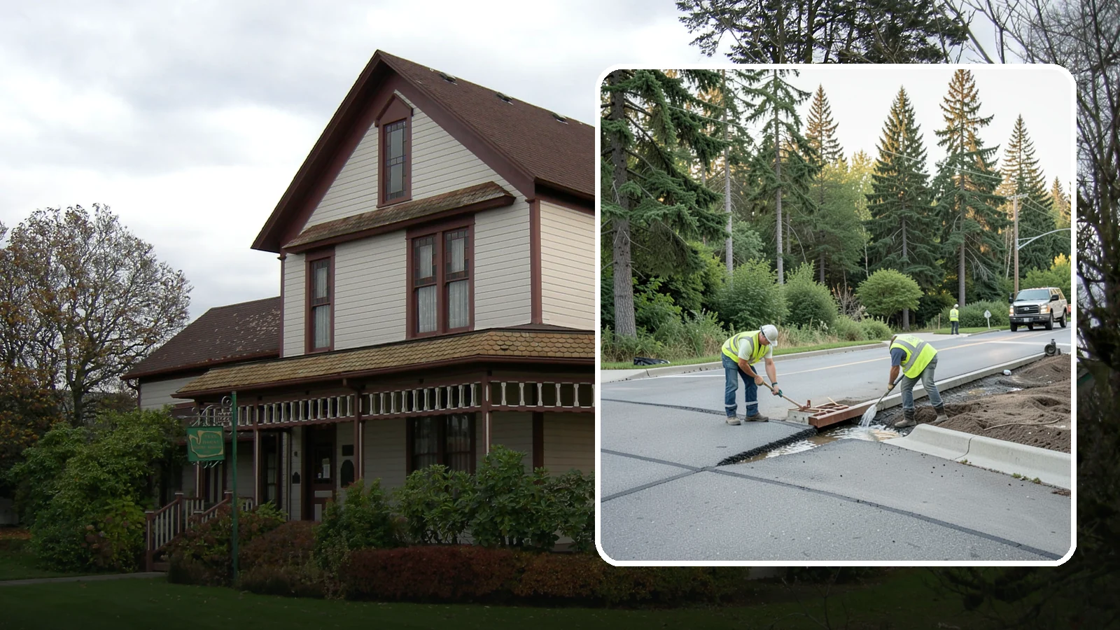 Valley Gutter Construction in Sumner, Pierce County, WA - Concrete valley gutters that channel surface runoff across intersections and parking areas.