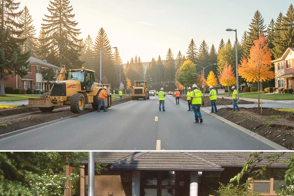 Valley Gutter Construction in Yarrow Point, King County, WA - Installing valley gutters ahead of the fall rainy season ensures drainage improvements are in place before peak stormwater flows.