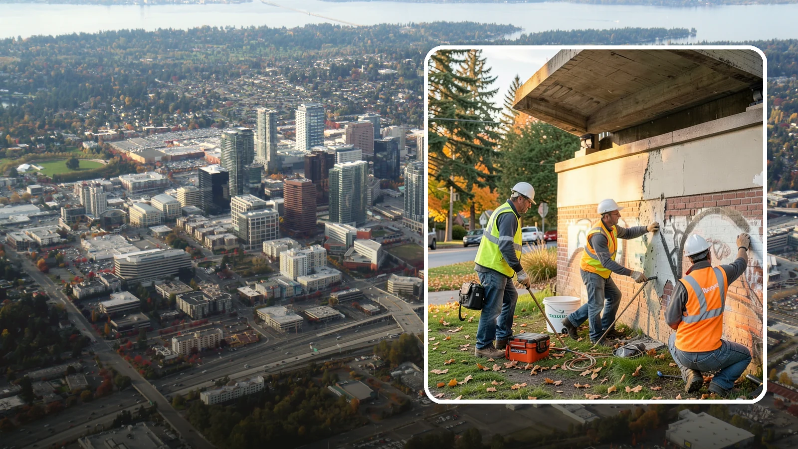 Vandalism Repair in Bellevue, King County, WA - Repair and restoration of damaged public property following acts of vandalism.