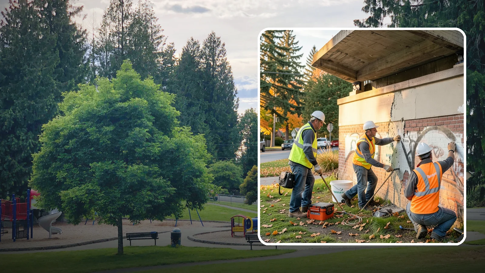 Vandalism Repair in Bonney Lake, Pierce County, WA - Repair and restoration of damaged public property following acts of vandalism.