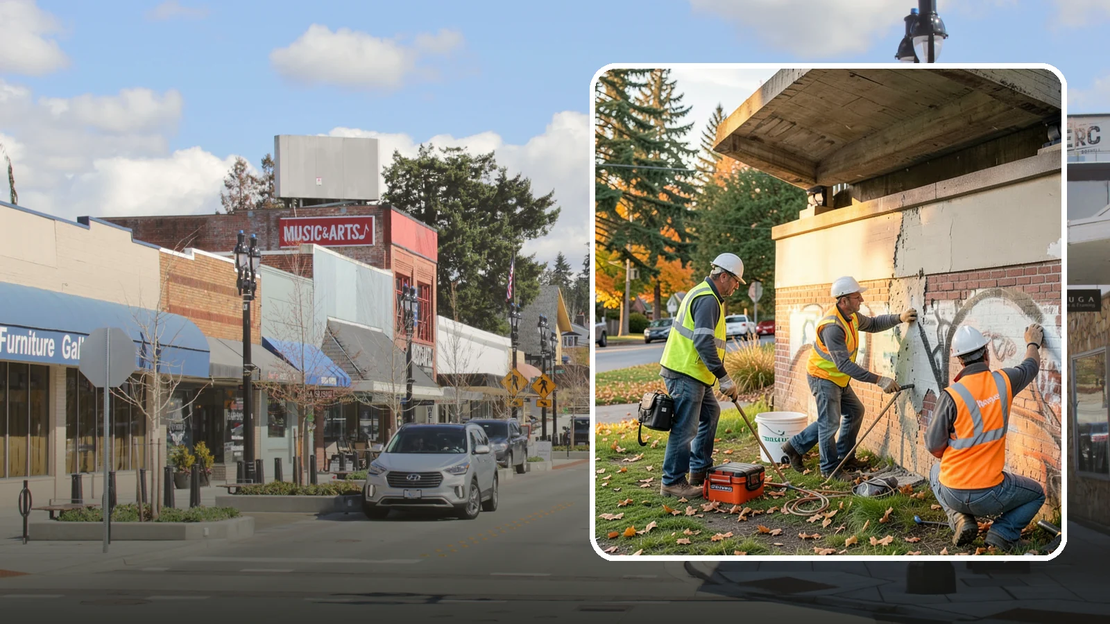 Vandalism Repair in Bothell, King County, WA - Repair and restoration of damaged public property following acts of vandalism.