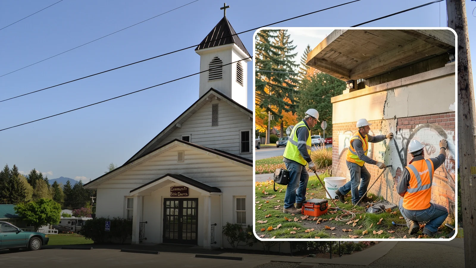 Vandalism Repair in Concrete, Skagit County, WA - Repair and restoration of damaged public property following acts of vandalism.