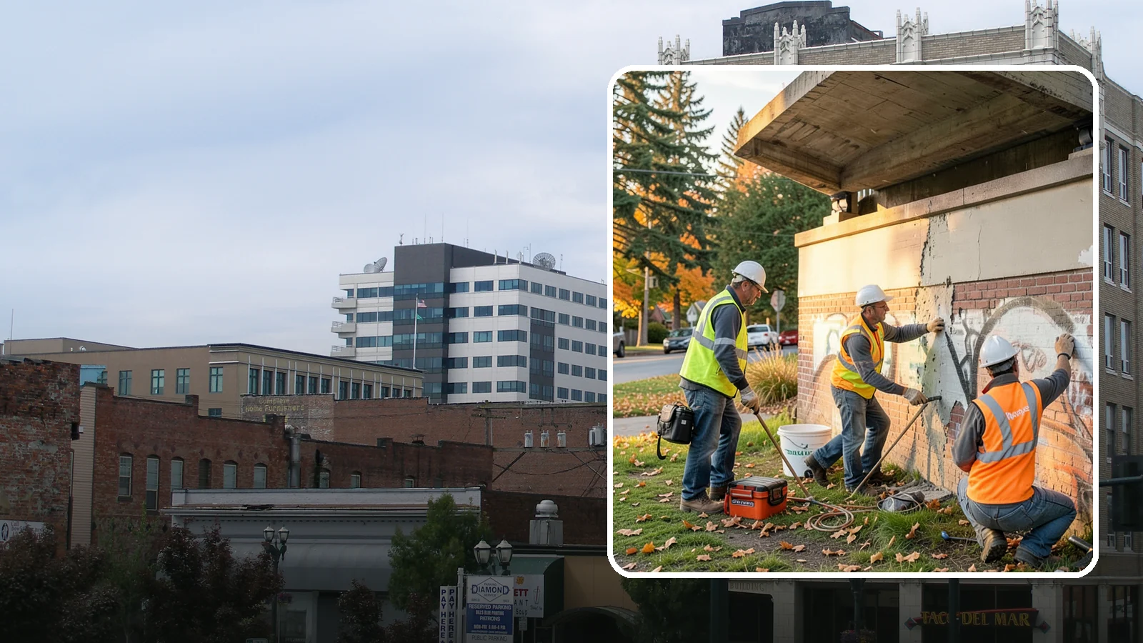 Vandalism Repair in Everett, Snohomish County, WA - Repair and restoration of damaged public property following acts of vandalism.