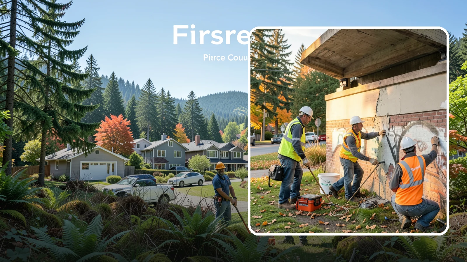Vandalism Repair in Fircrest, Pierce County, WA - Repair and restoration of damaged public property following acts of vandalism.