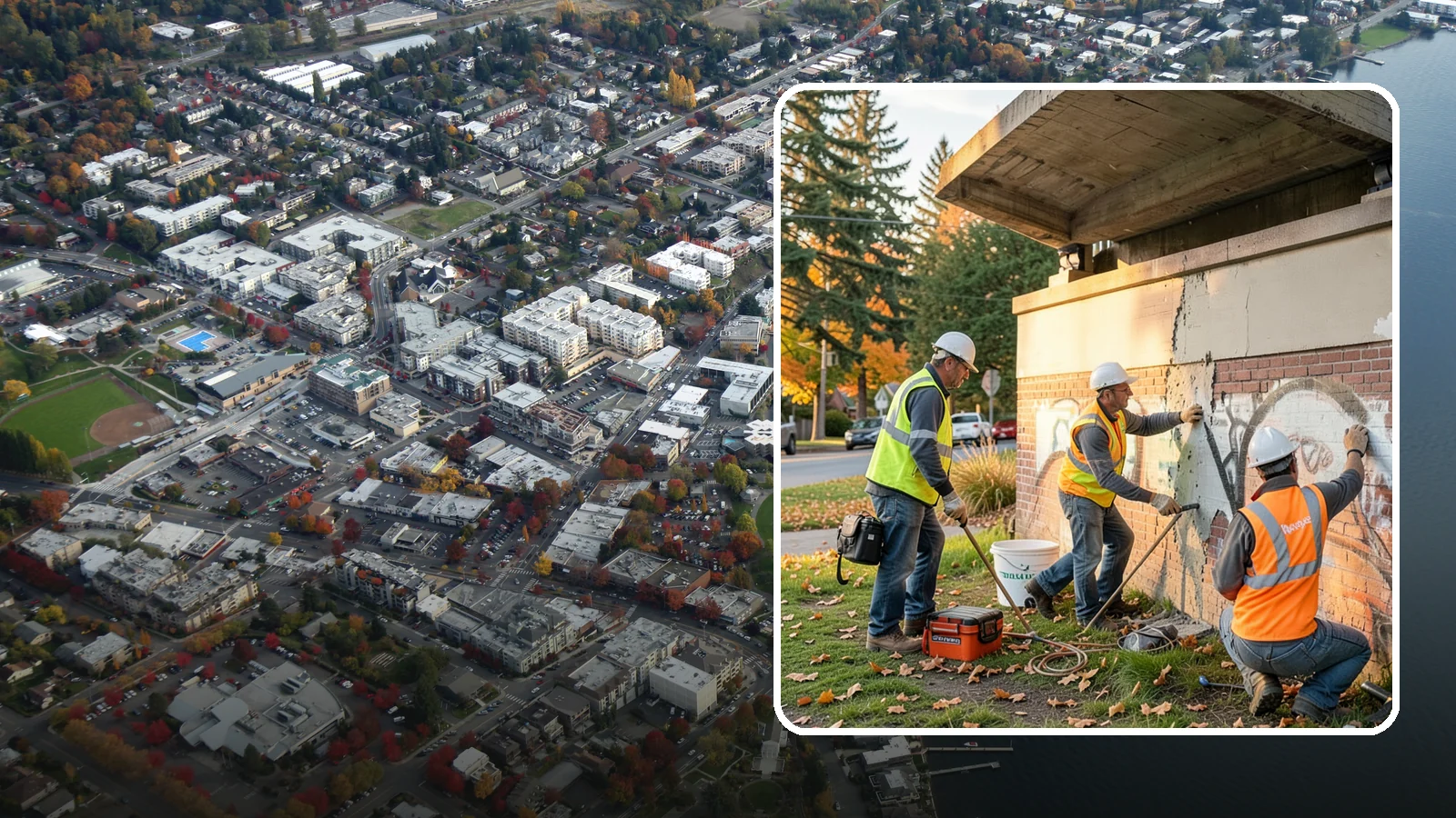 Vandalism Repair in Kirkland, King County, WA - Repair and restoration of damaged public property following acts of vandalism.