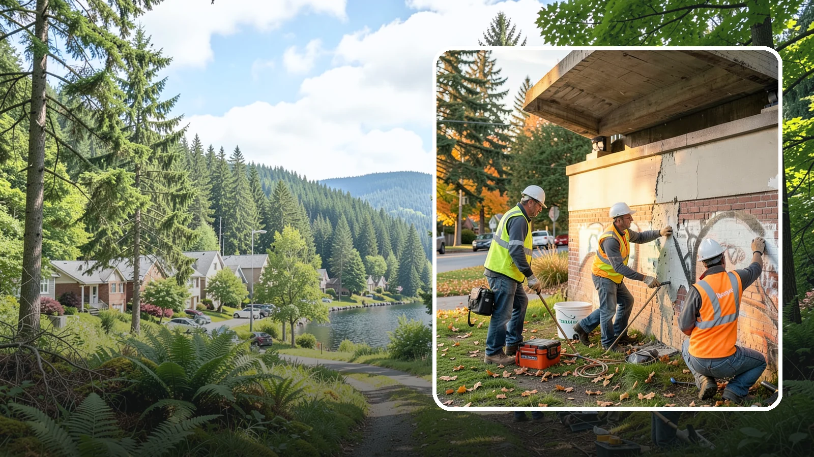 Vandalism Repair in Lake Forest Park, King County, WA - Repair and restoration of damaged public property following acts of vandalism.