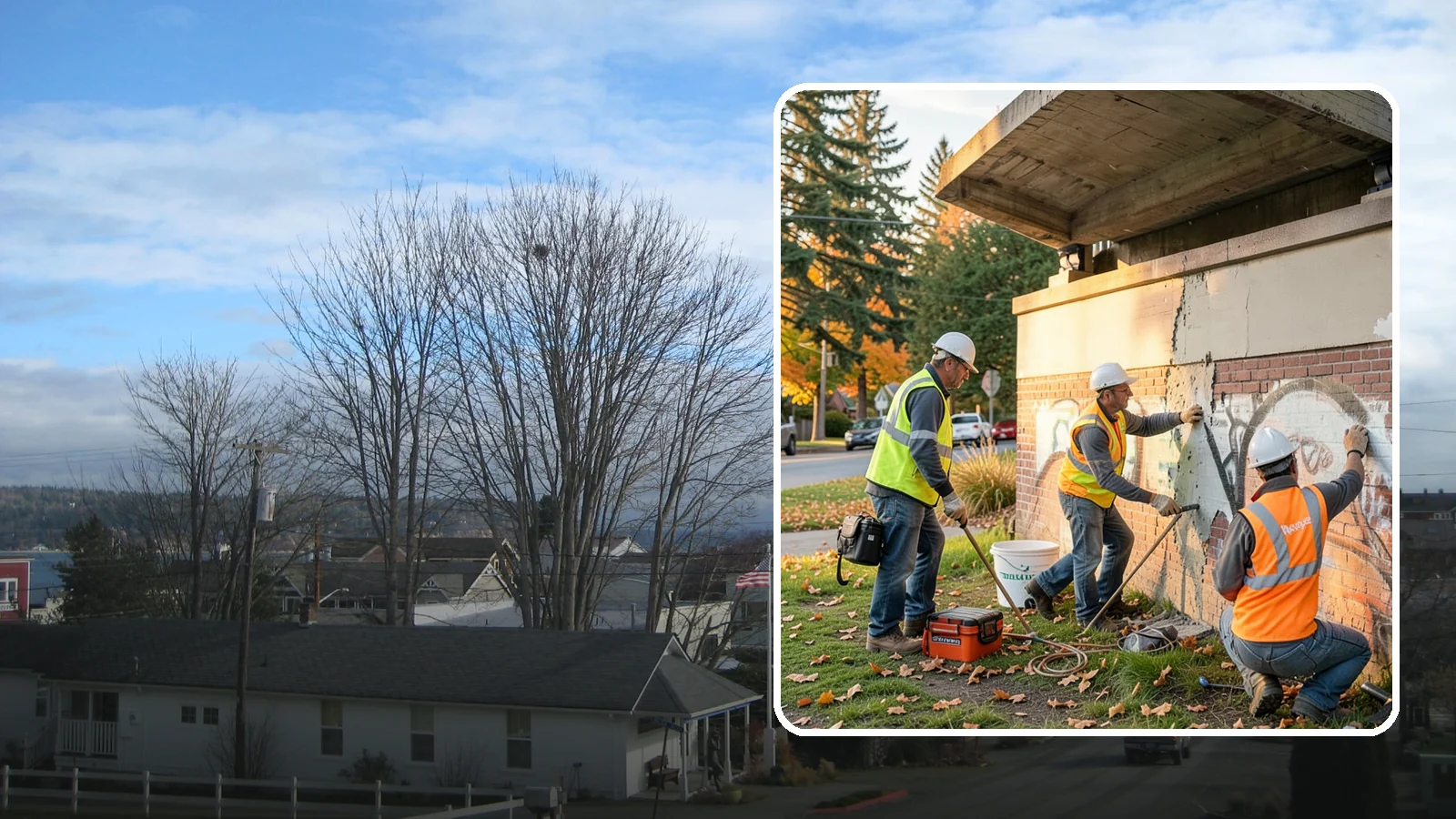 Vandalism Repair in Langley, Island County, WA - Repair and restoration of damaged public property following acts of vandalism.