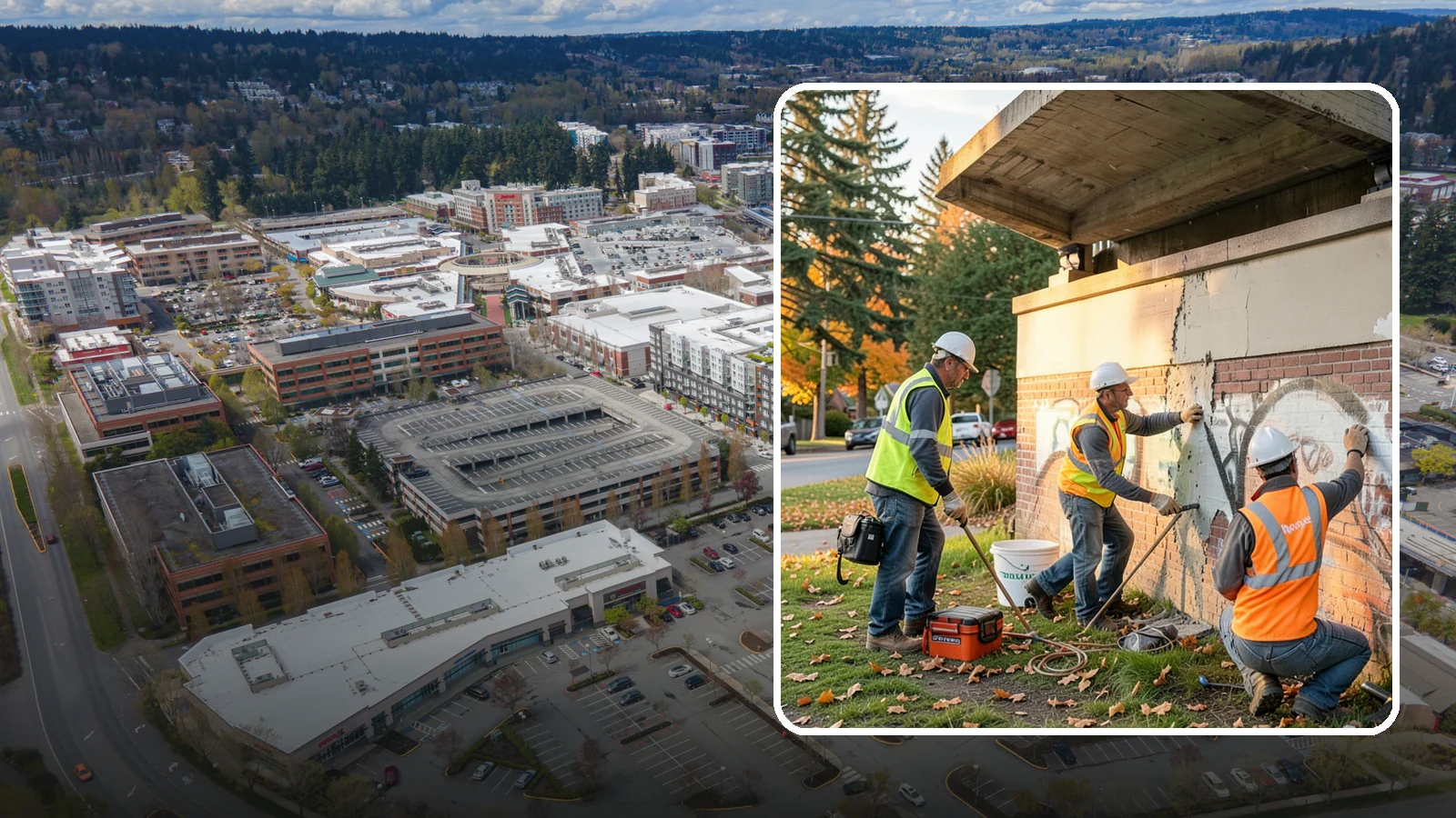 Vandalism Repair in Redmond, King County, WA - Repair and restoration of damaged public property following acts of vandalism.