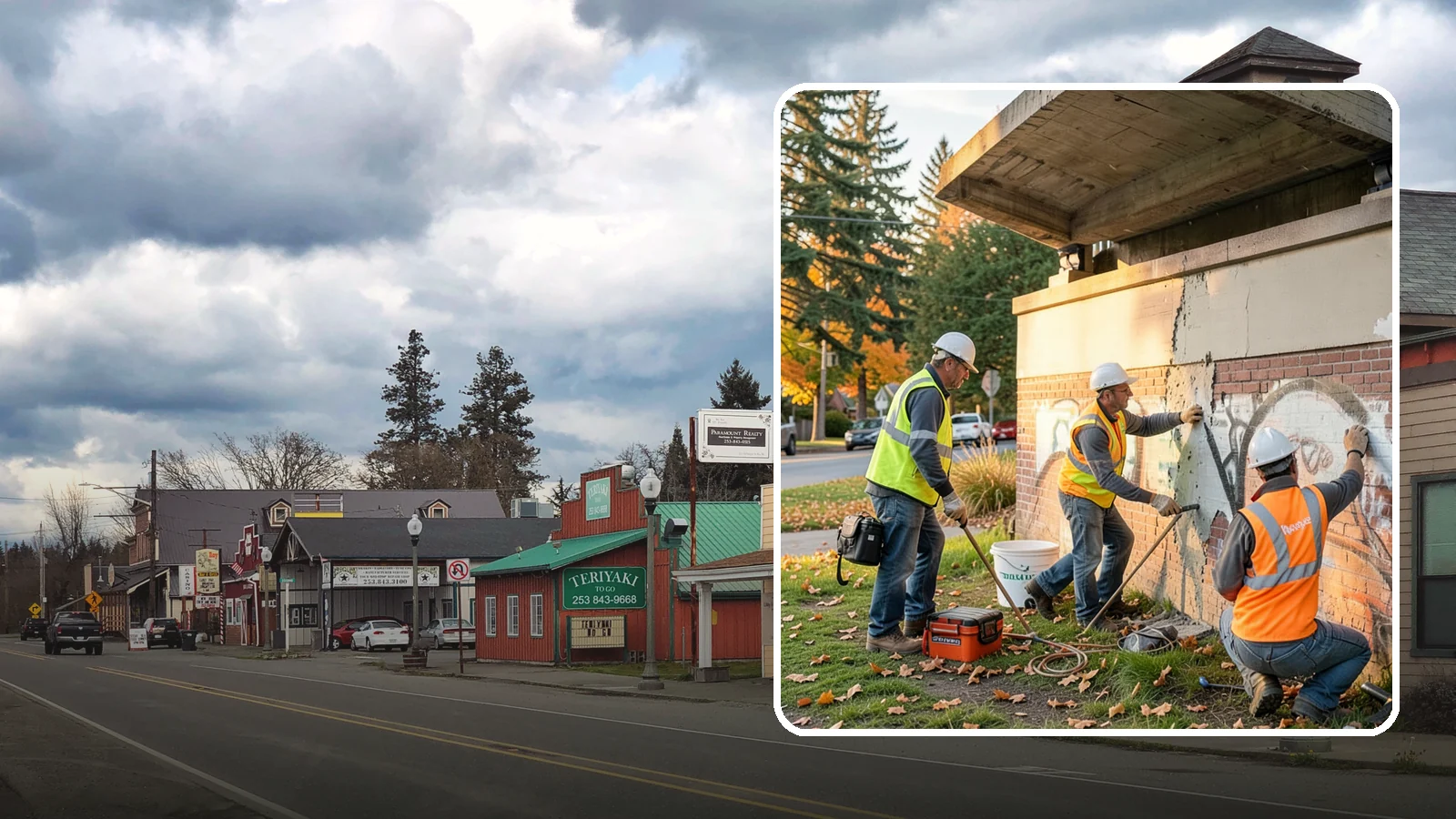 Vandalism Repair in Roy, Pierce County, WA - Repair and restoration of damaged public property following acts of vandalism.