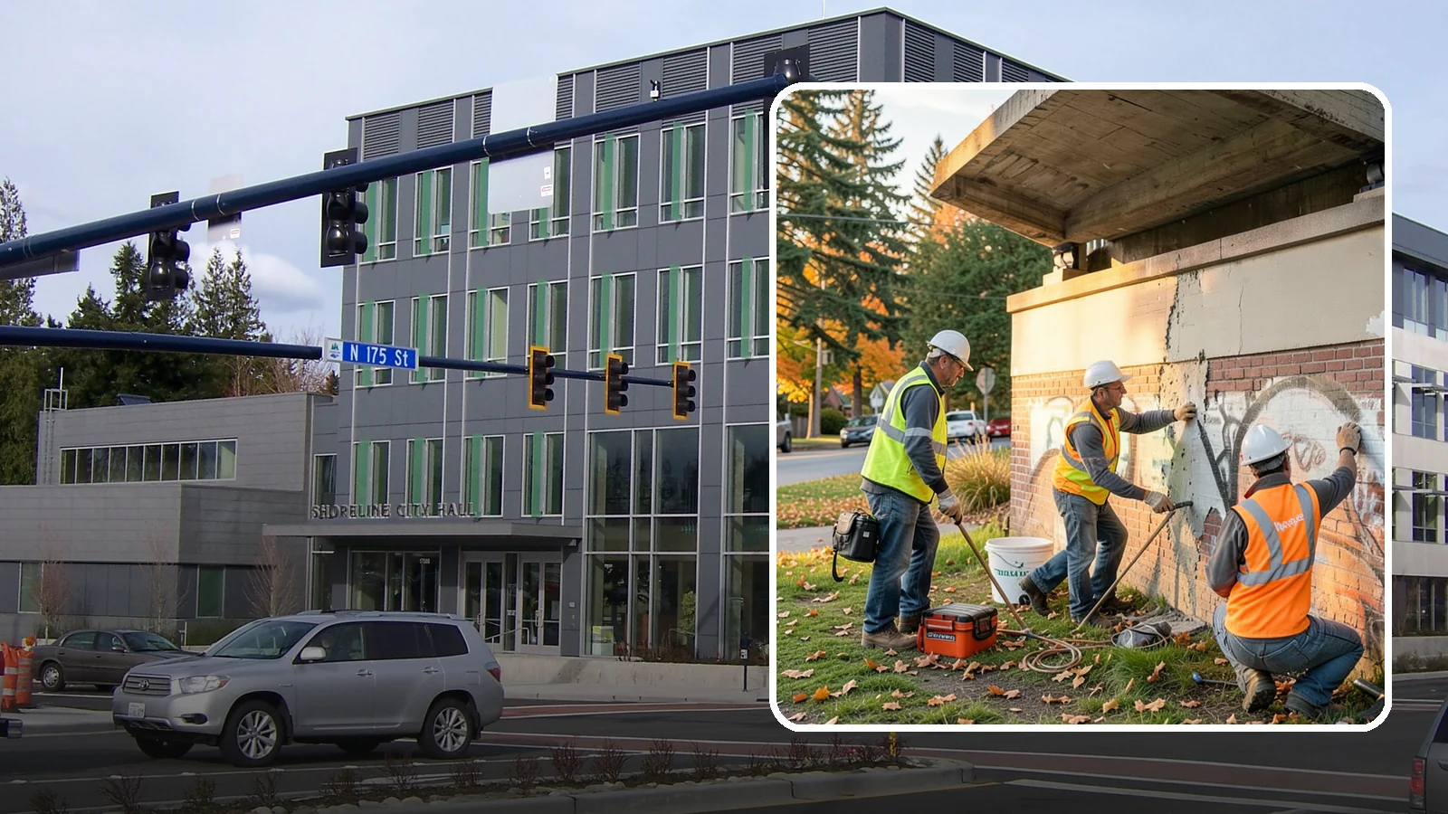 Vandalism Repair in Shoreline, King County, WA - Repair and restoration of damaged public property following acts of vandalism.