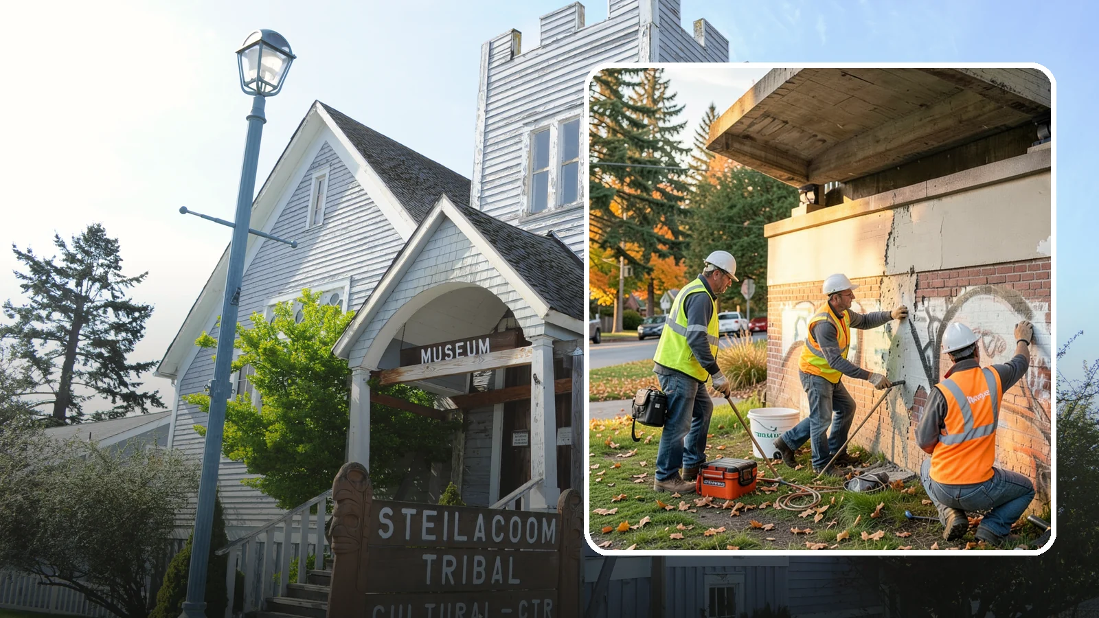 Vandalism Repair in Steilacoom, Pierce County, WA - Repair and restoration of damaged public property following acts of vandalism.