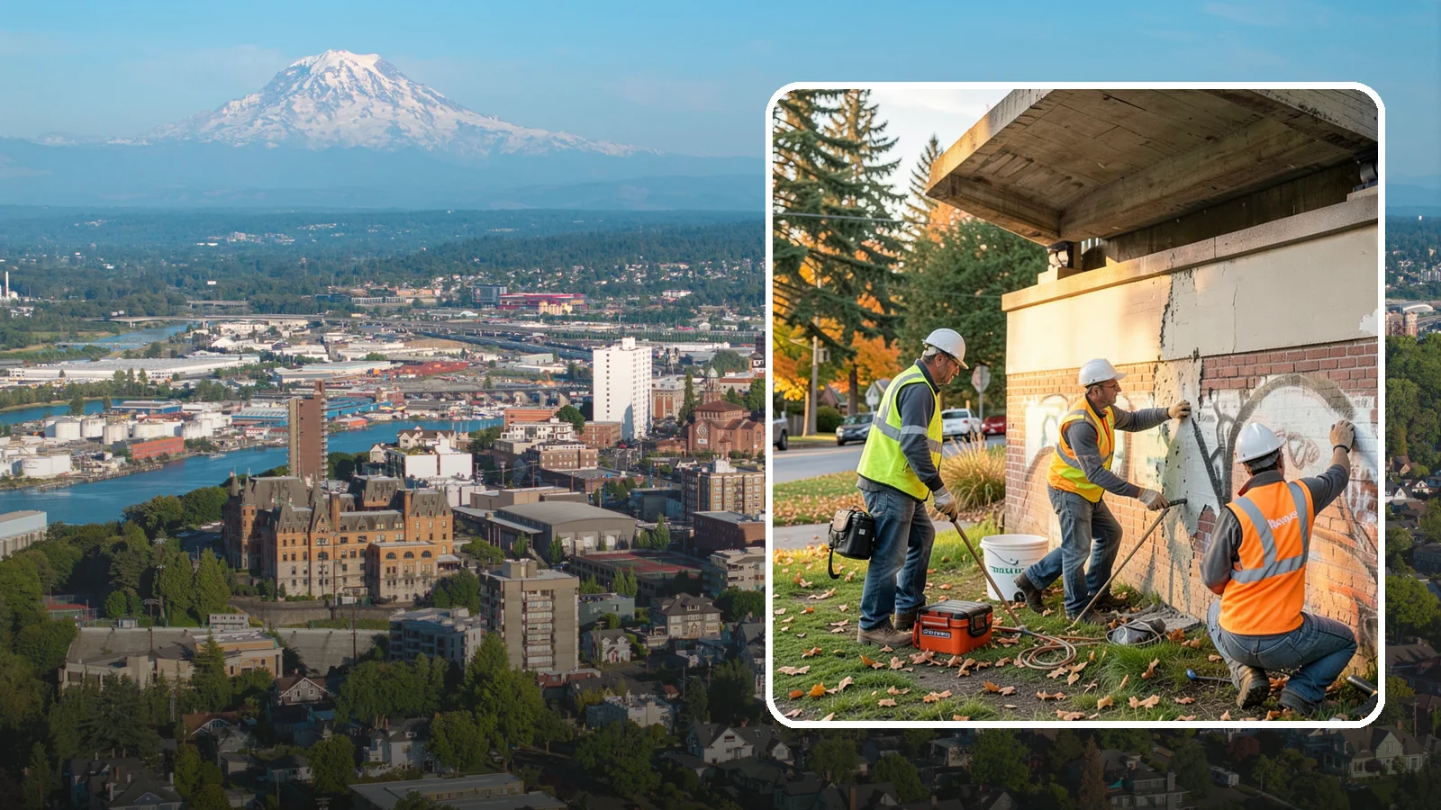 Vandalism Repair in Tacoma, Pierce County, WA - Repair and restoration of damaged public property following acts of vandalism.