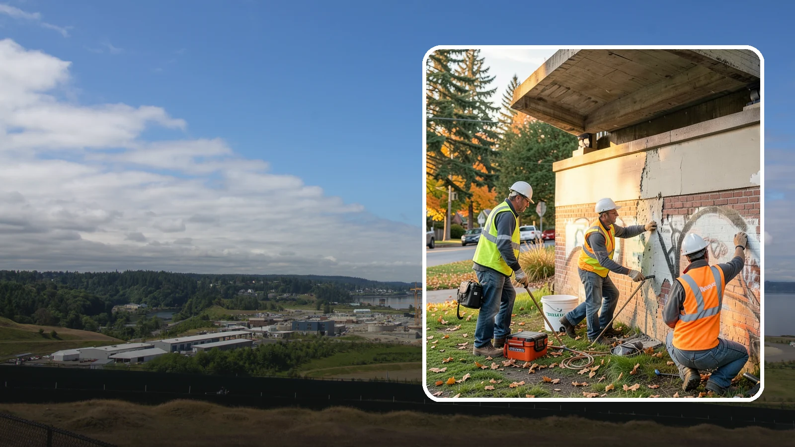 Vandalism Repair in University Place, Pierce County, WA - Repair and restoration of damaged public property following acts of vandalism.