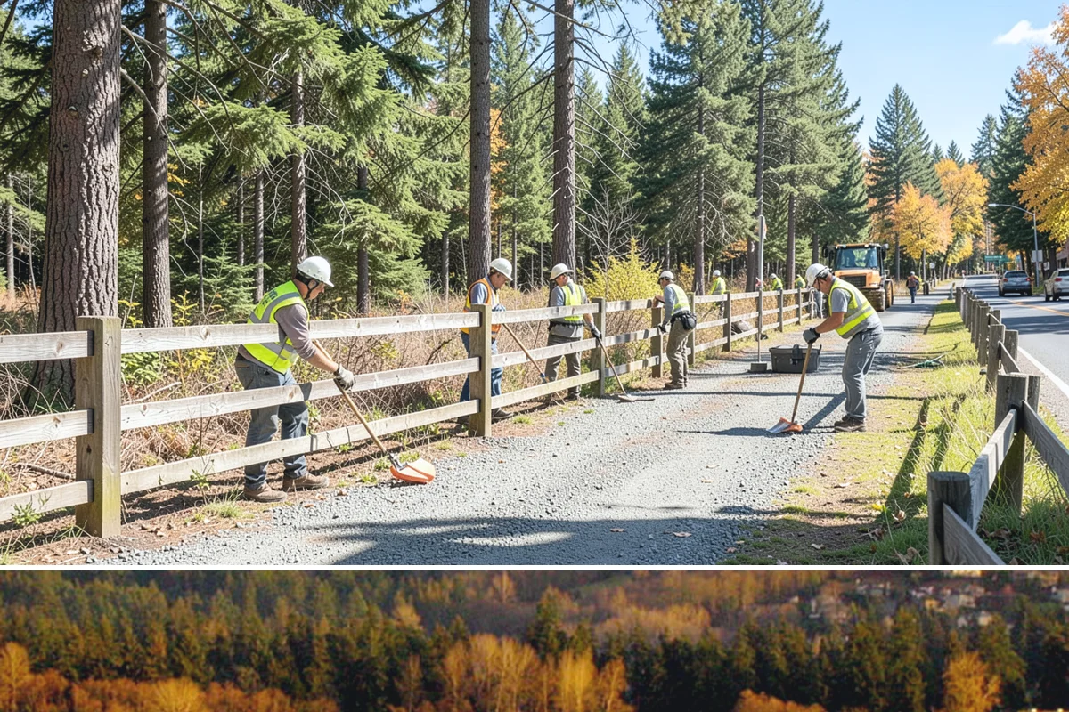 Walking Trail Maintenance in Kenmore, King County, WA - Vegetation clearing peaks in the growing season, while drainage and washout repairs concentrate around the rainy months.