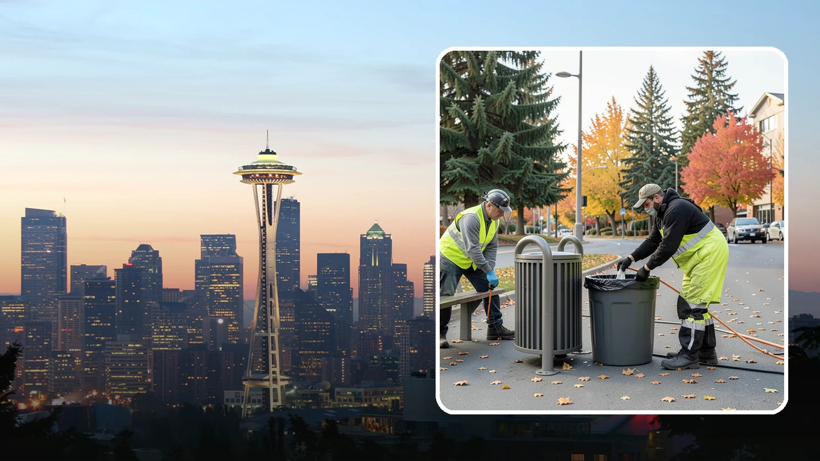 Waste Receptacle Servicing in Seattle, King County, WA - Scheduled emptying, cleaning, and upkeep of public trash and recycling receptacles.