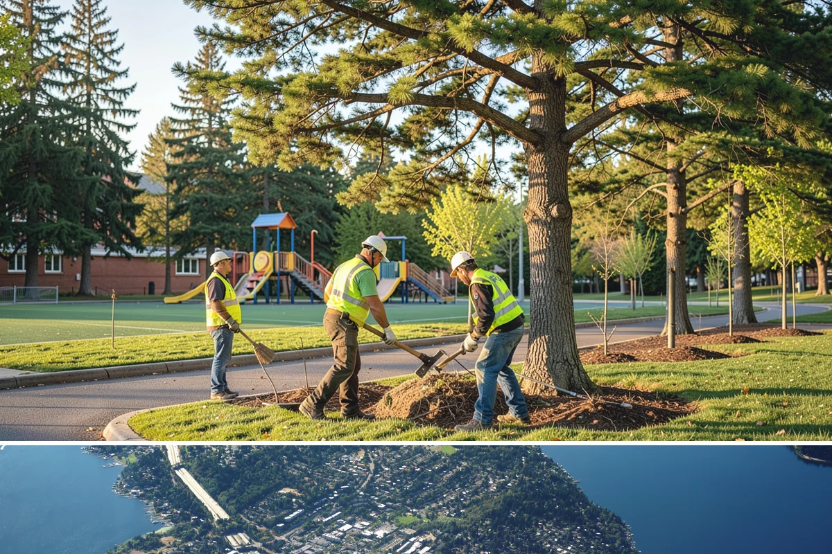 Water District Grounds Maintenance in Mercer Island, King County, WA - Brush and access-road clearing concentrate in late spring and summer before growth obstructs equipment and inspections.