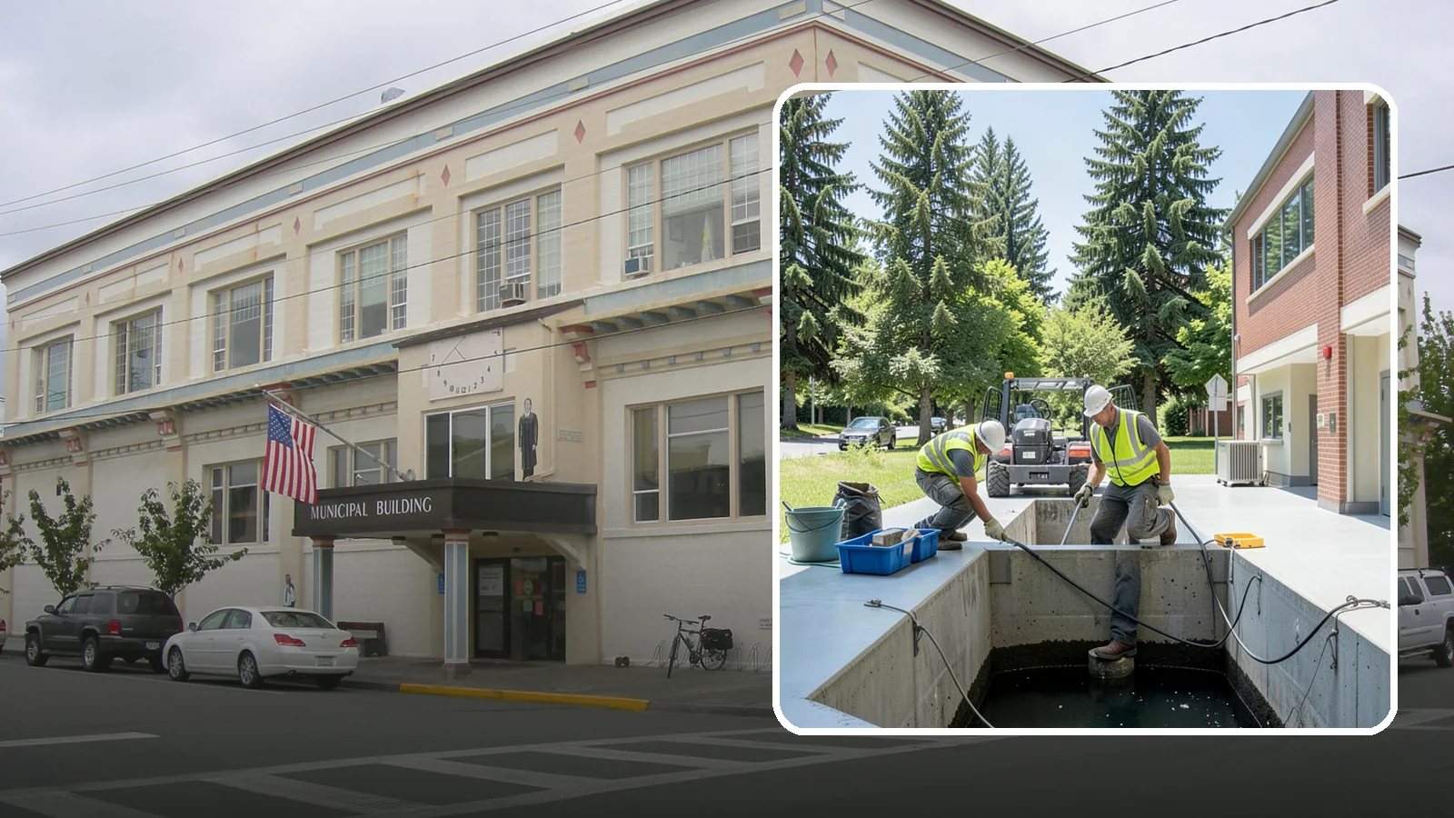 Water Quality Vault Cleaning in Anacortes, Skagit County, WA - Confined-space cleaning of underground stormwater treatment vaults and their filter media.