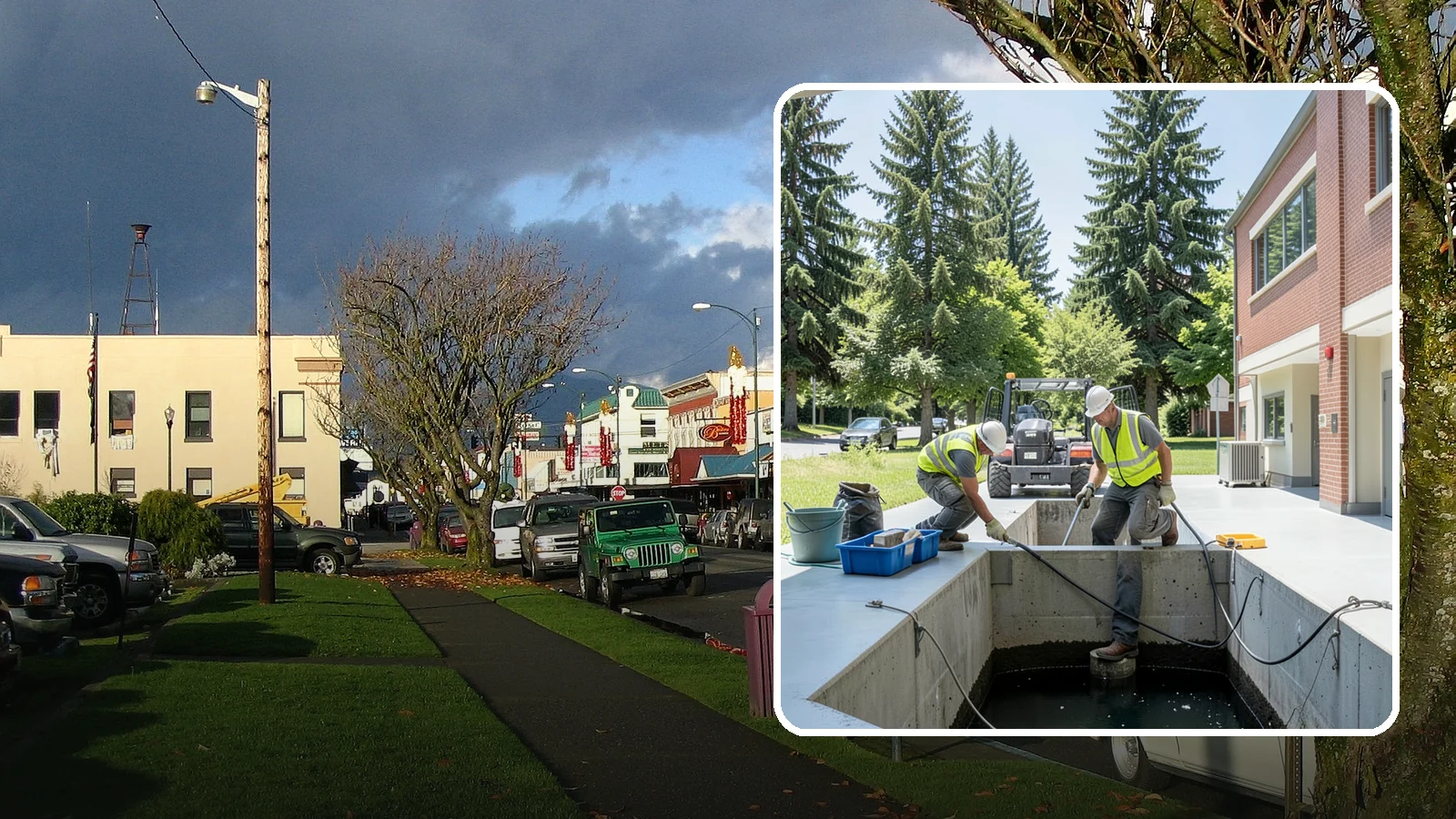Water Quality Vault Cleaning in Arlington, Snohomish County, WA - Confined-space cleaning of underground stormwater treatment vaults and their filter media.
