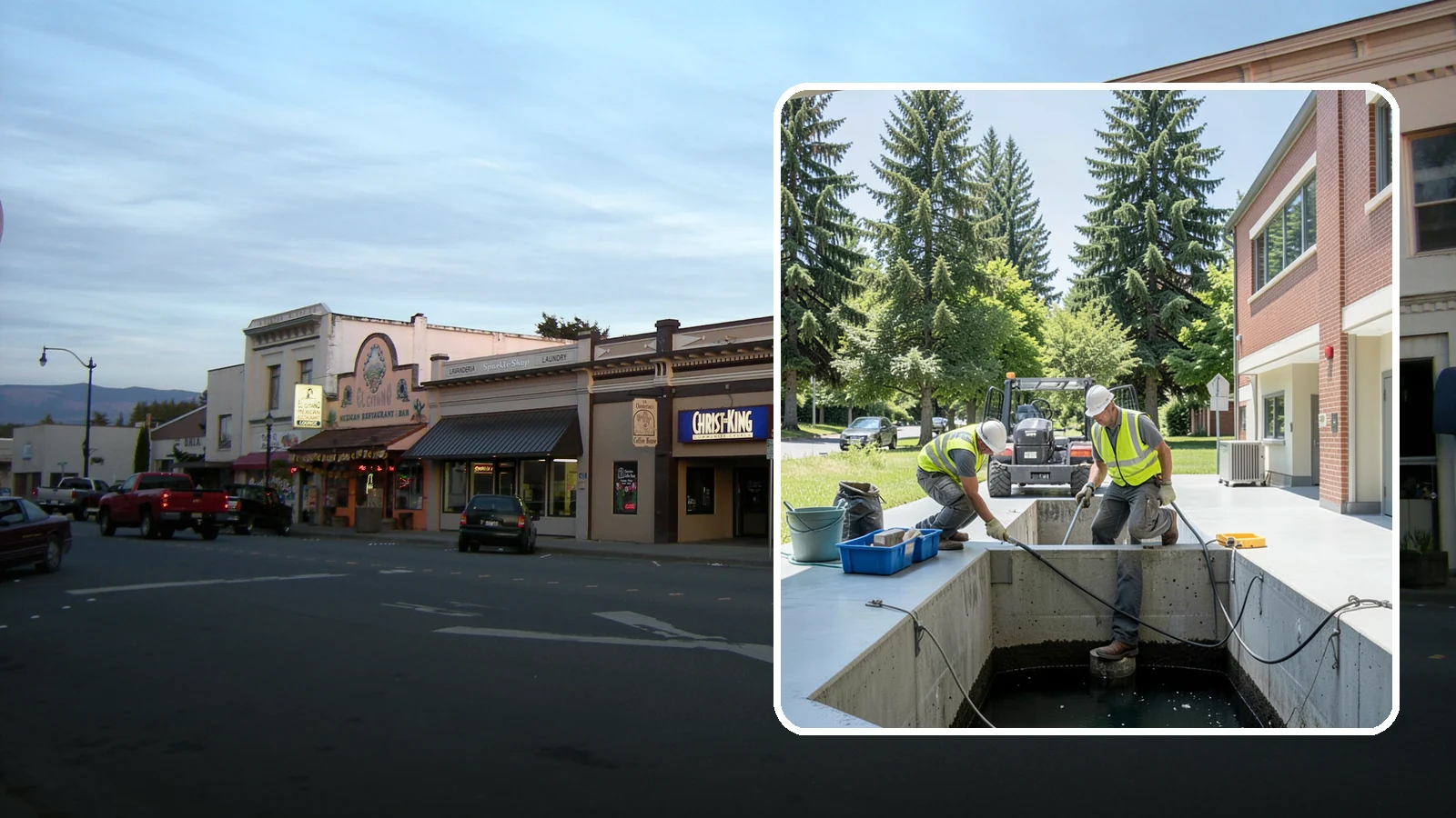 Water Quality Vault Cleaning in Burlington, Skagit County, WA - Confined-space cleaning of underground stormwater treatment vaults and their filter media.