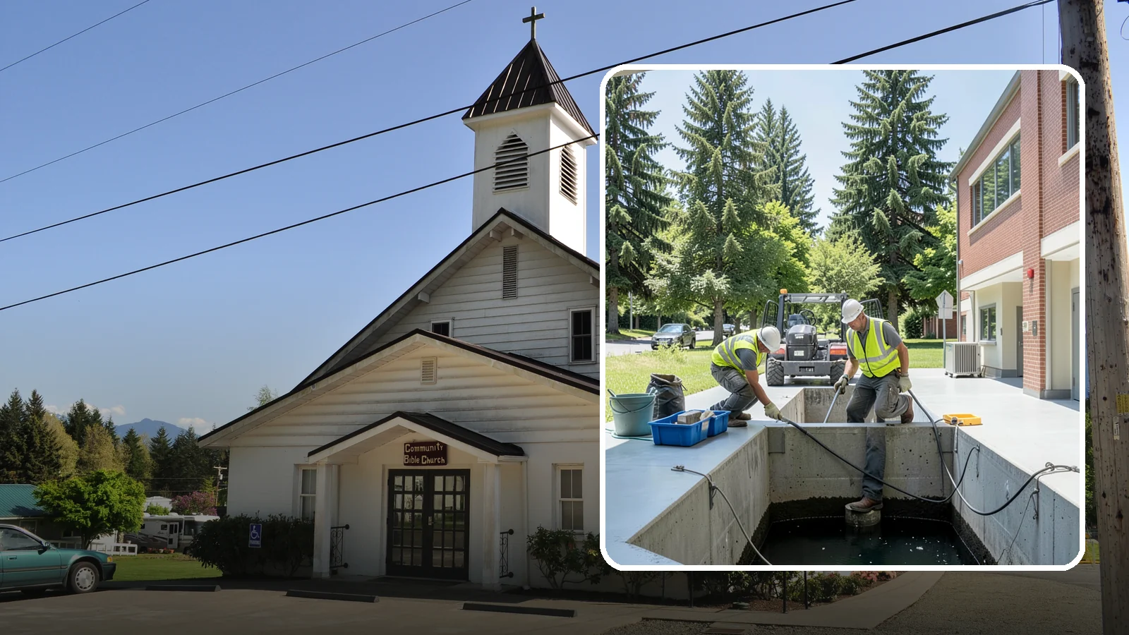 Water Quality Vault Cleaning in Concrete, Skagit County, WA - Confined-space cleaning of underground stormwater treatment vaults and their filter media.