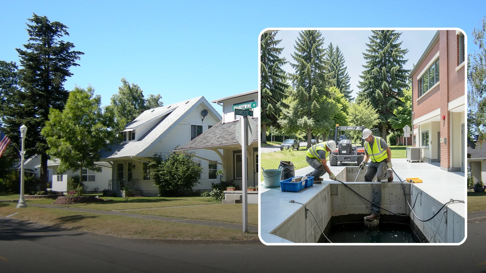 Water Quality Vault Cleaning in DuPont, Pierce County, WA - Confined-space cleaning of underground stormwater treatment vaults and their filter media.