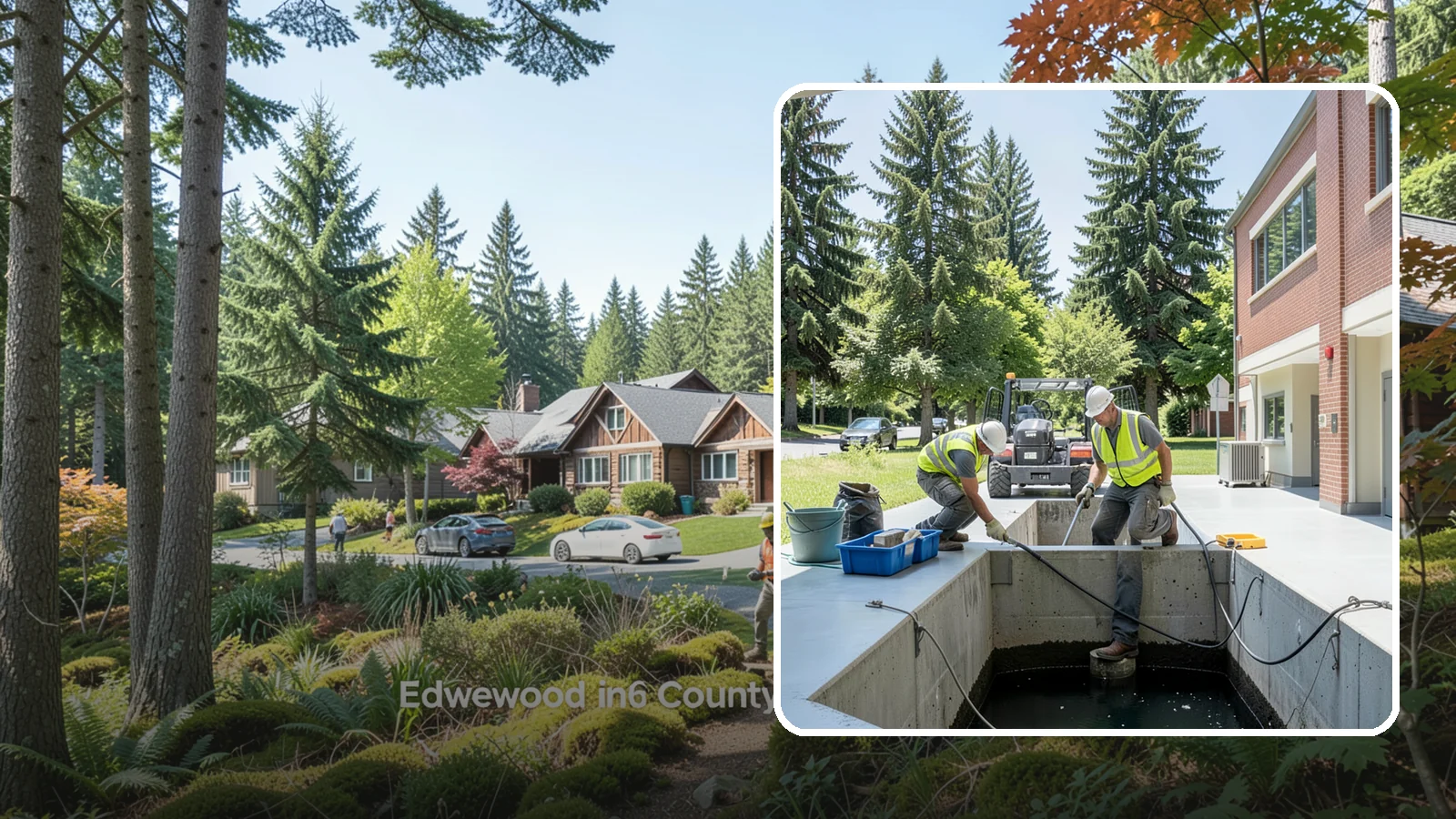 Water Quality Vault Cleaning in Edgewood, Pierce County, WA - Confined-space cleaning of underground stormwater treatment vaults and their filter media.