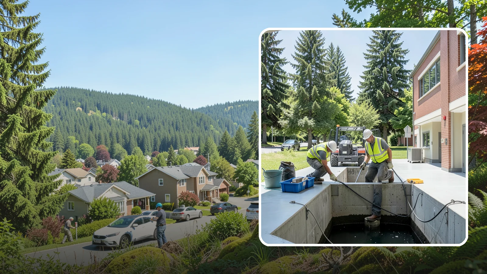 Water Quality Vault Cleaning in Index, Snohomish County, WA - Confined-space cleaning of underground stormwater treatment vaults and their filter media.