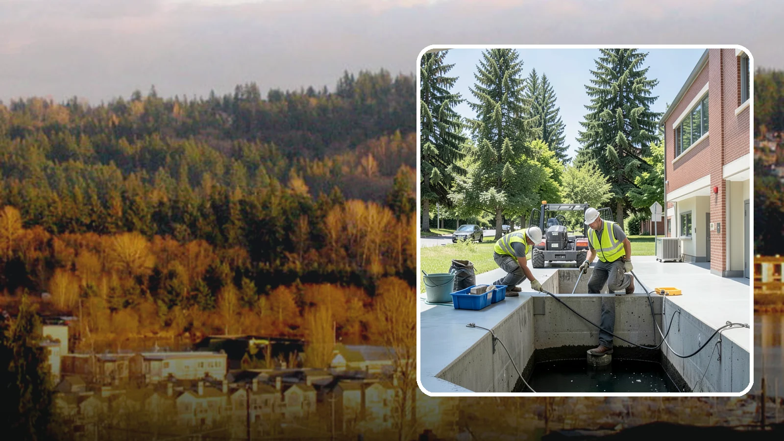 Water Quality Vault Cleaning in Kenmore, King County, WA - Confined-space cleaning of underground stormwater treatment vaults and their filter media.