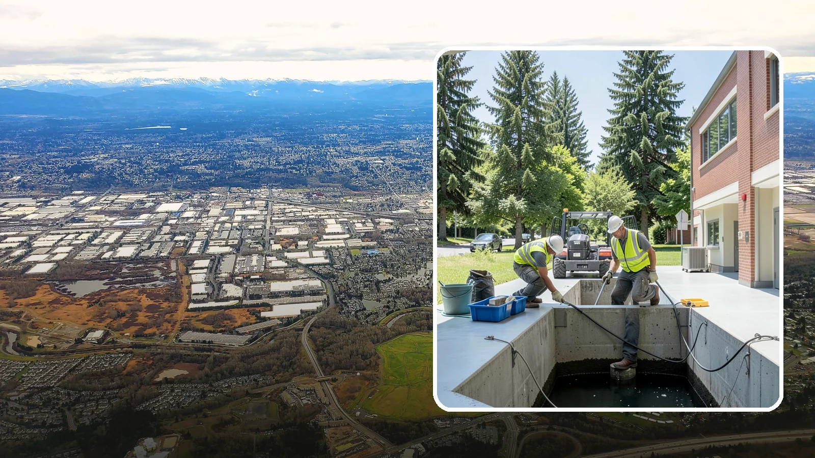Water Quality Vault Cleaning in Kent, King County, WA - Confined-space cleaning of underground stormwater treatment vaults and their filter media.