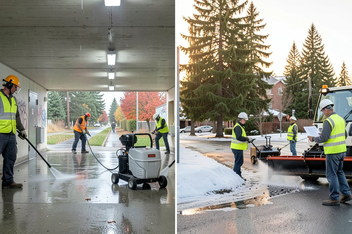 Water Quality Vault Cleaning in Lake Forest Park, King County, WA - Set confined-space entry controls and safety monitoring